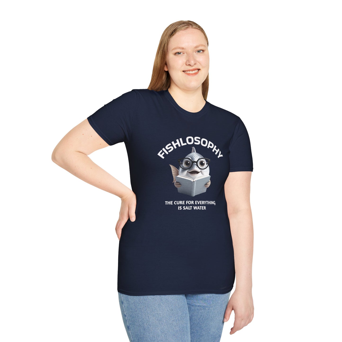 Fishlosophy Unisex T-Shirt - Ocean Vibes and Life's Questions Design - The Cure For Everything Is Salt Water