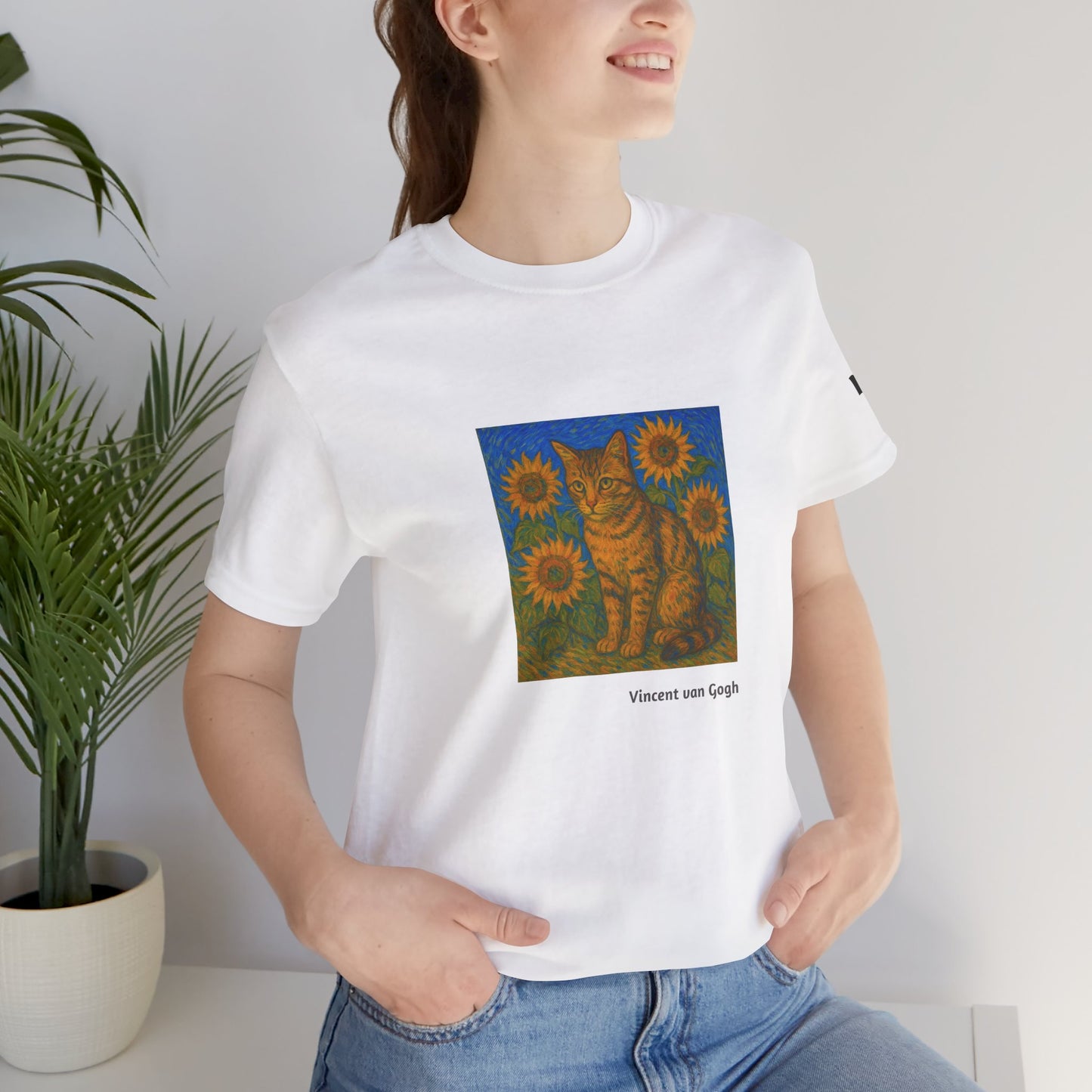 CATART Unisex Jersey Cat T-Shirt - Vincent van Gogh - Iconic Painting Reimagined with Cats