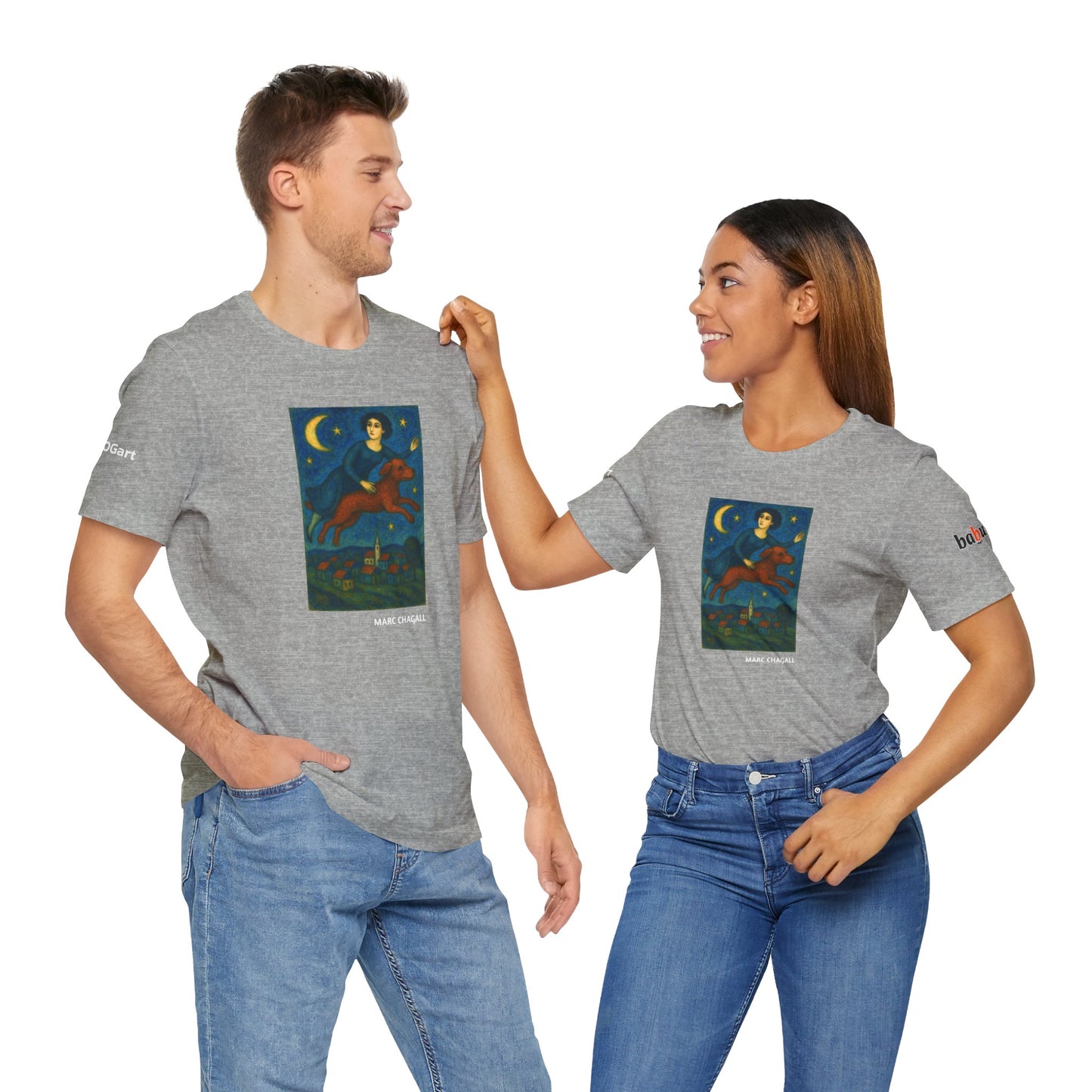DOGART Unisex Jersey Dog T-Shirt - MARC CHAGALL - Iconic Painting Reimagined with Dogs