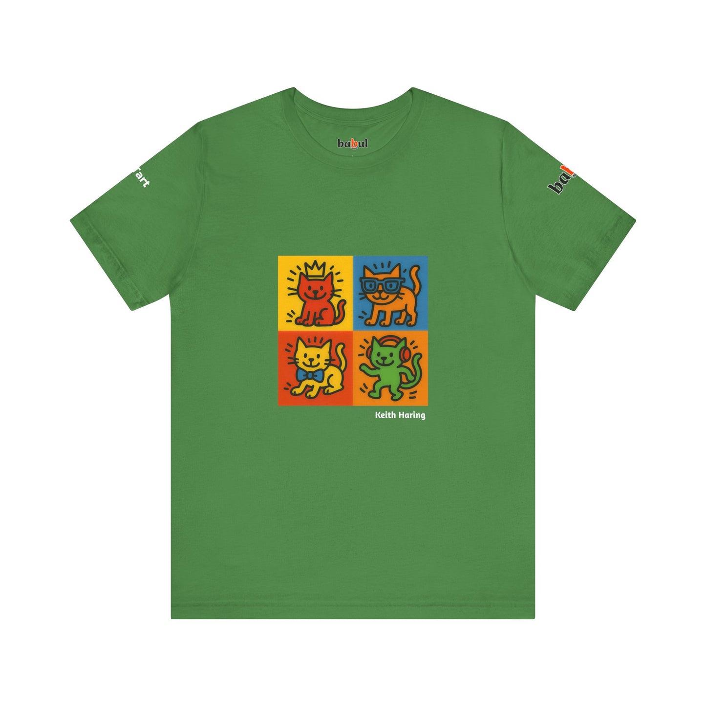 CATART Unisex Jersey Cat T-Shirt - KEITH HARING - Iconic Painting Reimagined with Cats
