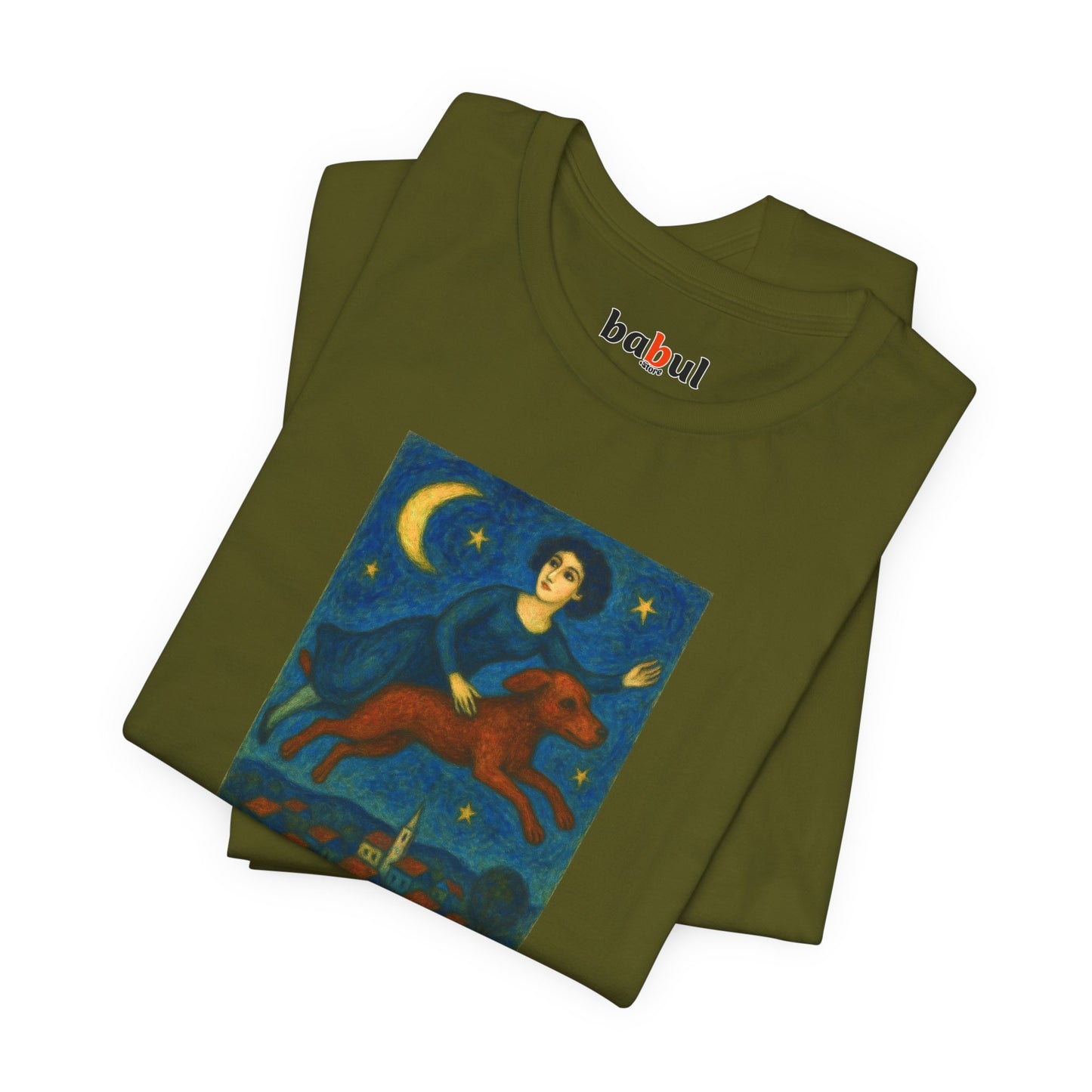 DOGART Unisex Jersey Cat T-Shirt - MARC CHAGALL - Iconic Painting Reimagined with Dogs