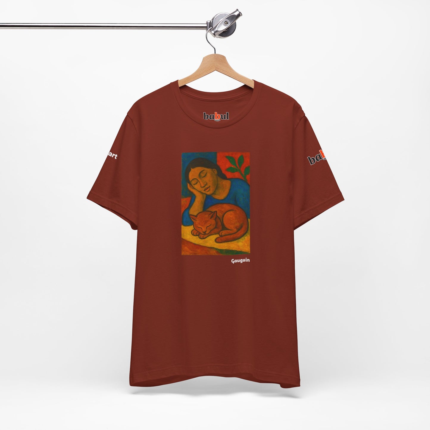 CATART Unisex Jersey Cat T-Shirt - GAUGUIN - Iconic Painting Reimagined with Cats