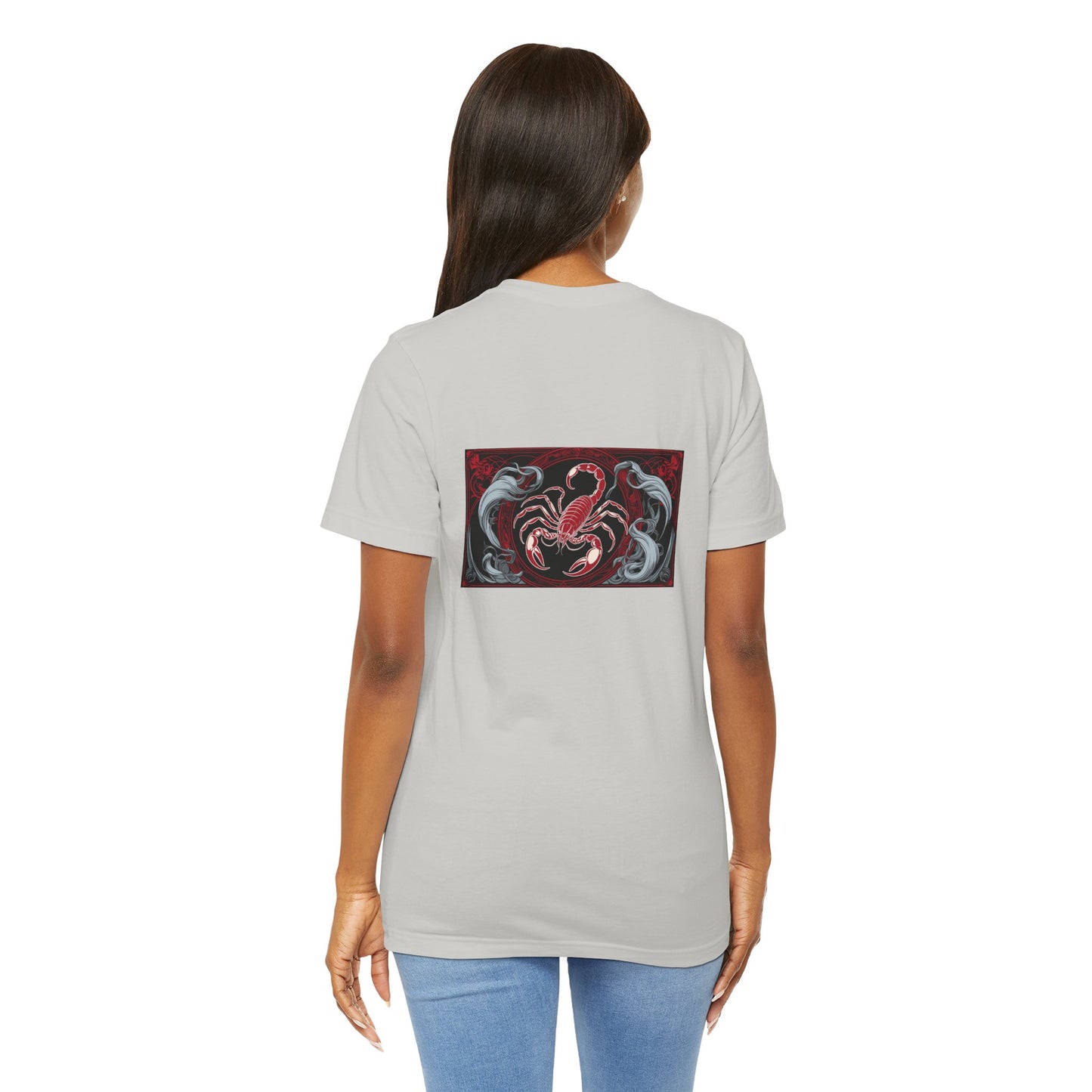 Scorpio - Gothic Zodiac, Red Graphic on the back T-Shirt. Zodiac in the Shadows