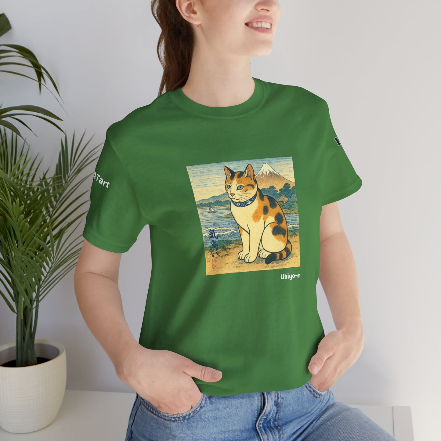 CATART Unisex Jersey Cat T-Shirt - UKIYO-E Japanese art Style - Iconic Painting Reimagined with Cats