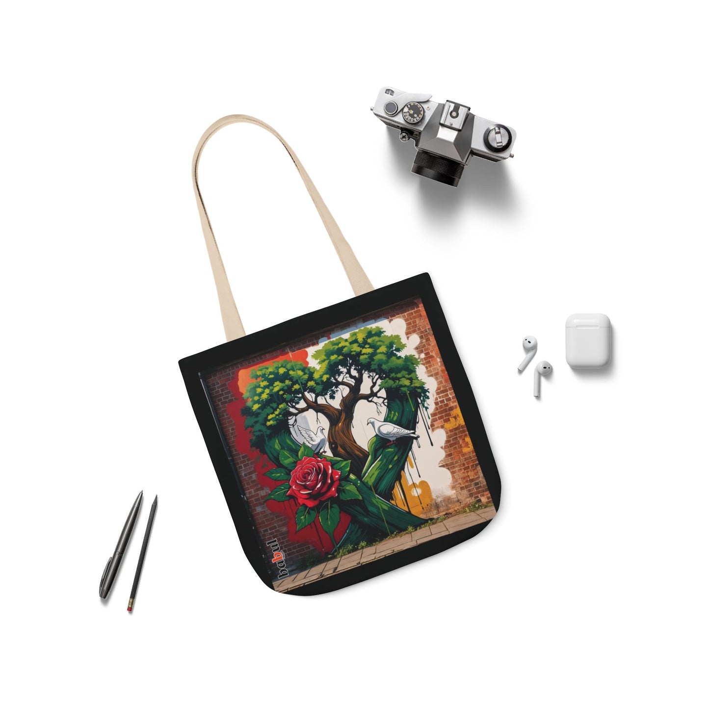 Artistic Surge - Eco-Friendly Canvas Tote Bag - HEART WITH ROSE