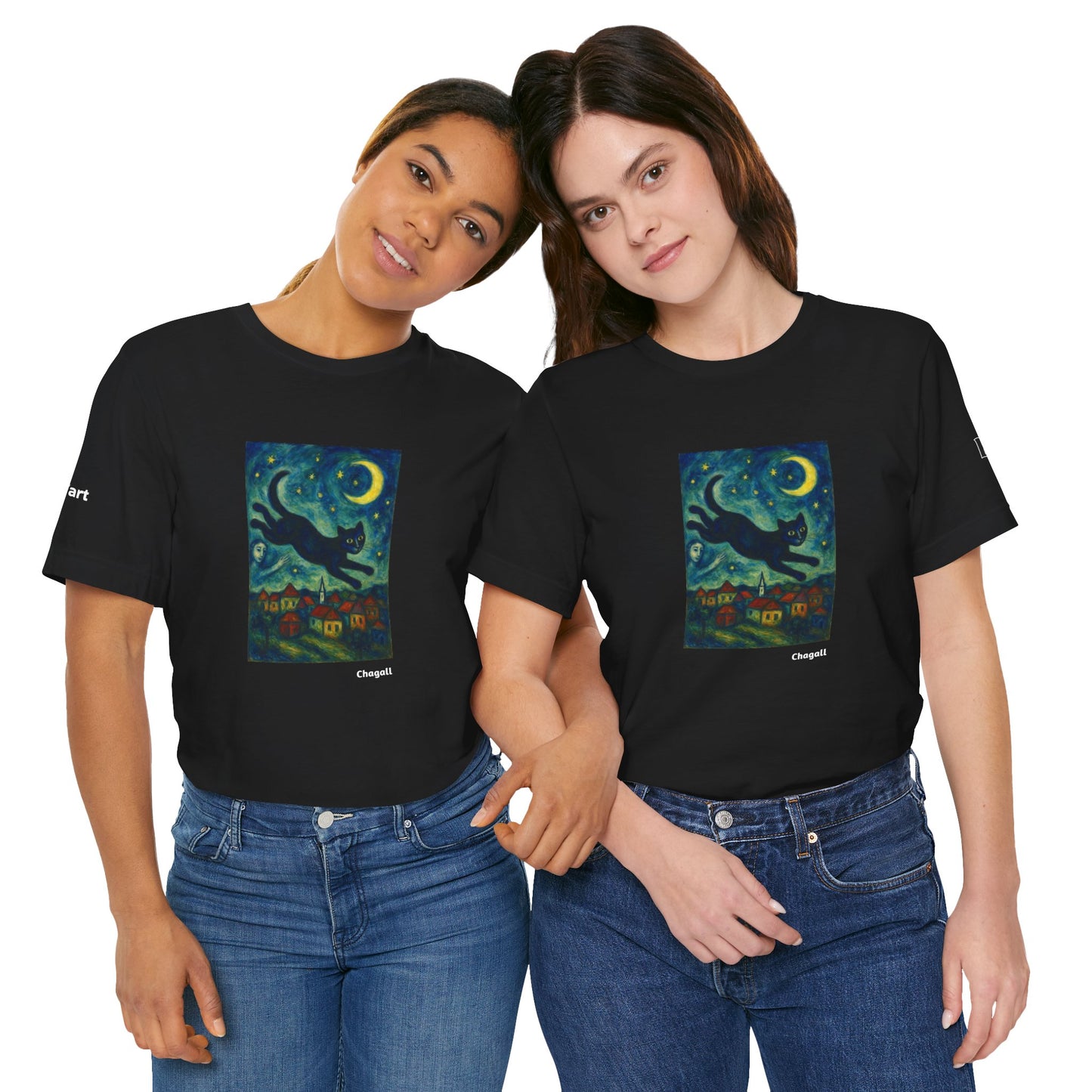 CATART Unisex Jersey Cat T-Shirt - MARC CHAGALL - Iconic Painting Reimagined with Cats