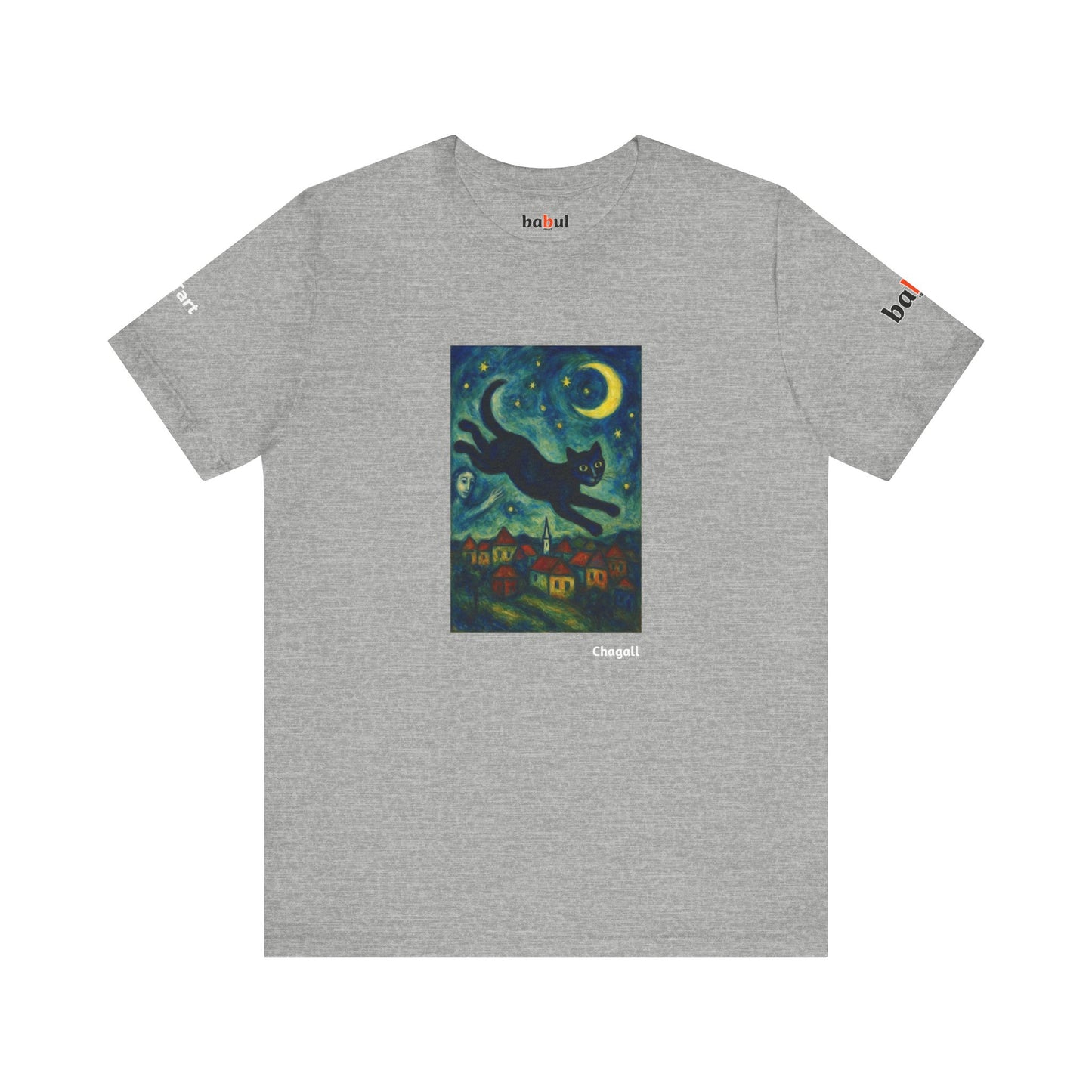 CATART Unisex Jersey Cat T-Shirt - MARC CHAGALL - Iconic Painting Reimagined with Cats
