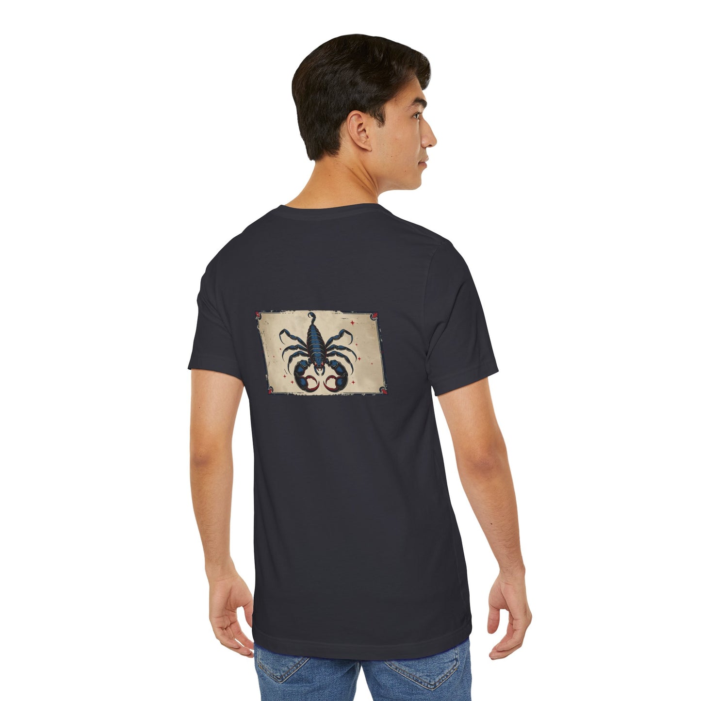 Scorpio - Gothic Zodiac T-Shirt. Blue graphic on the back. Zodiac in the Shadows