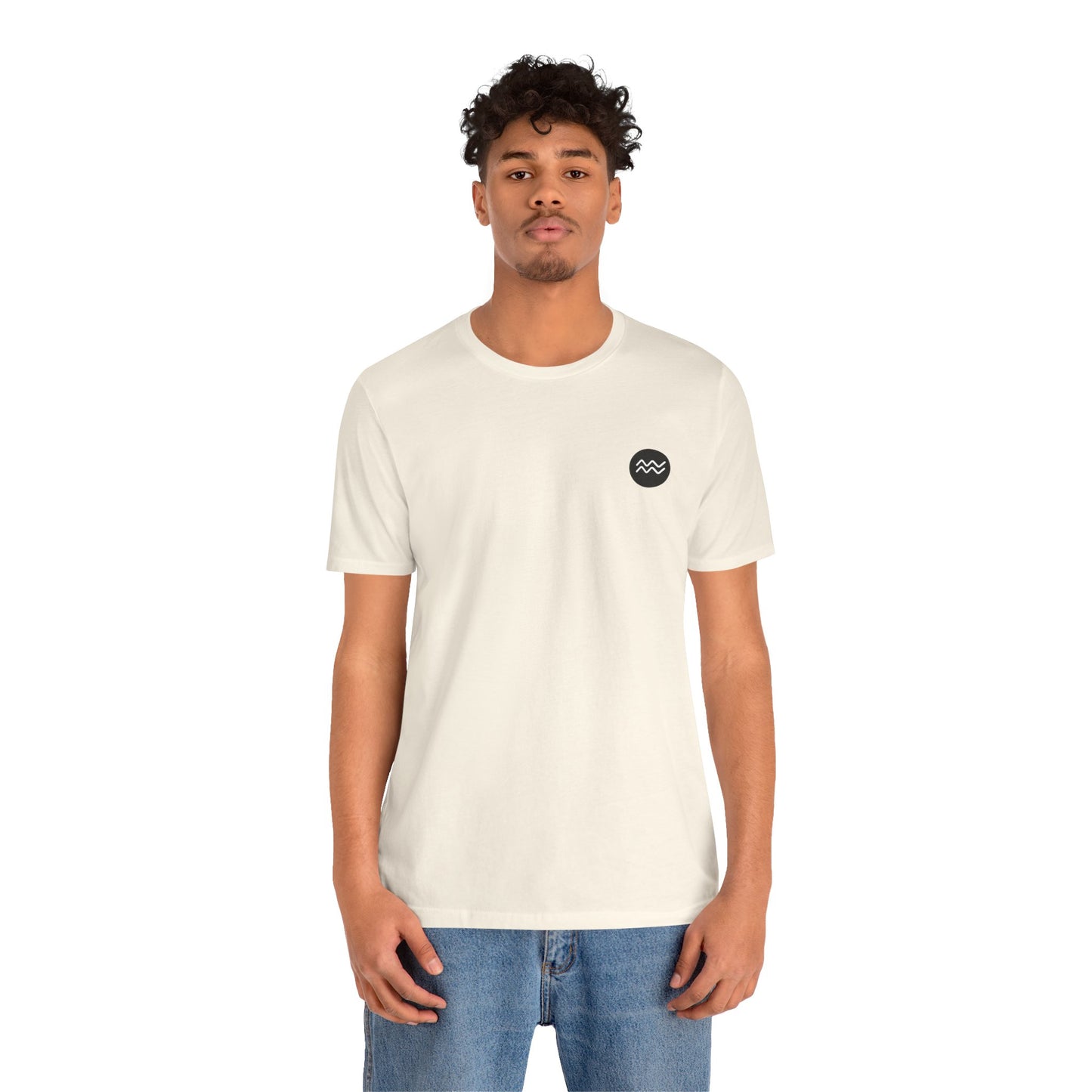 Aquarius - Gothic Zodiac, Red Graphic on the back T-Shirt. Zodiac in the Shadows