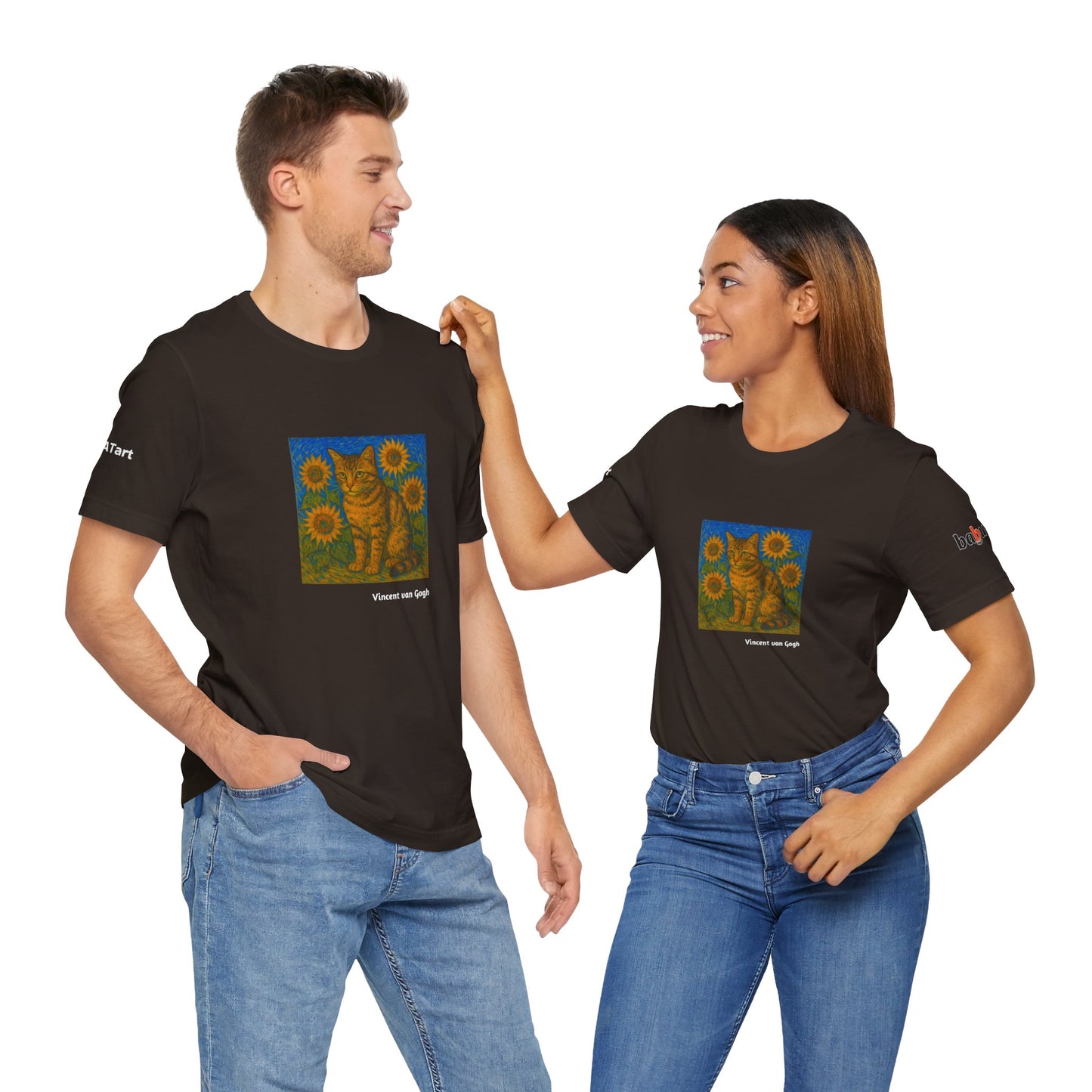 CATART Unisex Jersey Cat T-Shirt - Vincent van Gogh - Iconic Painting Reimagined with Cats
