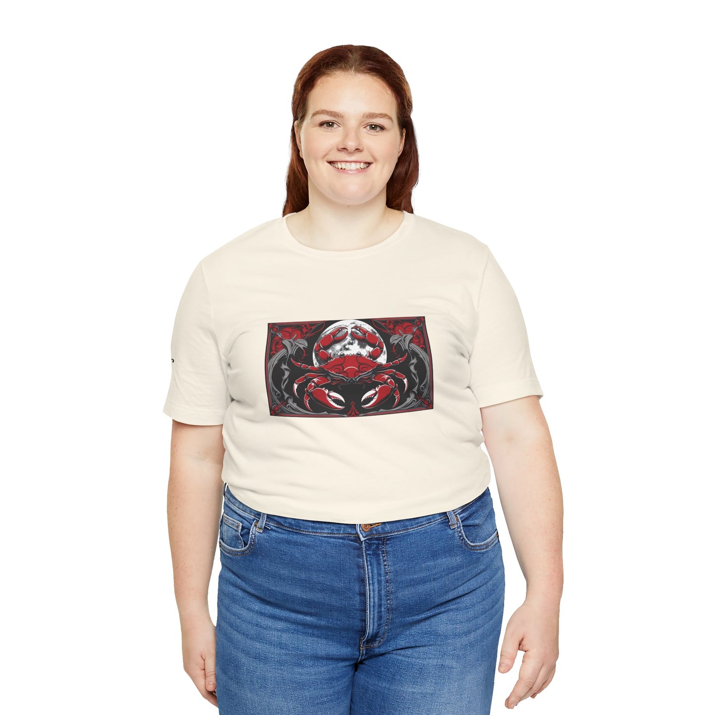 Cancer - Gothic Zodiac T-Shirt. Red graphic in front. Zodiac in the Shadows