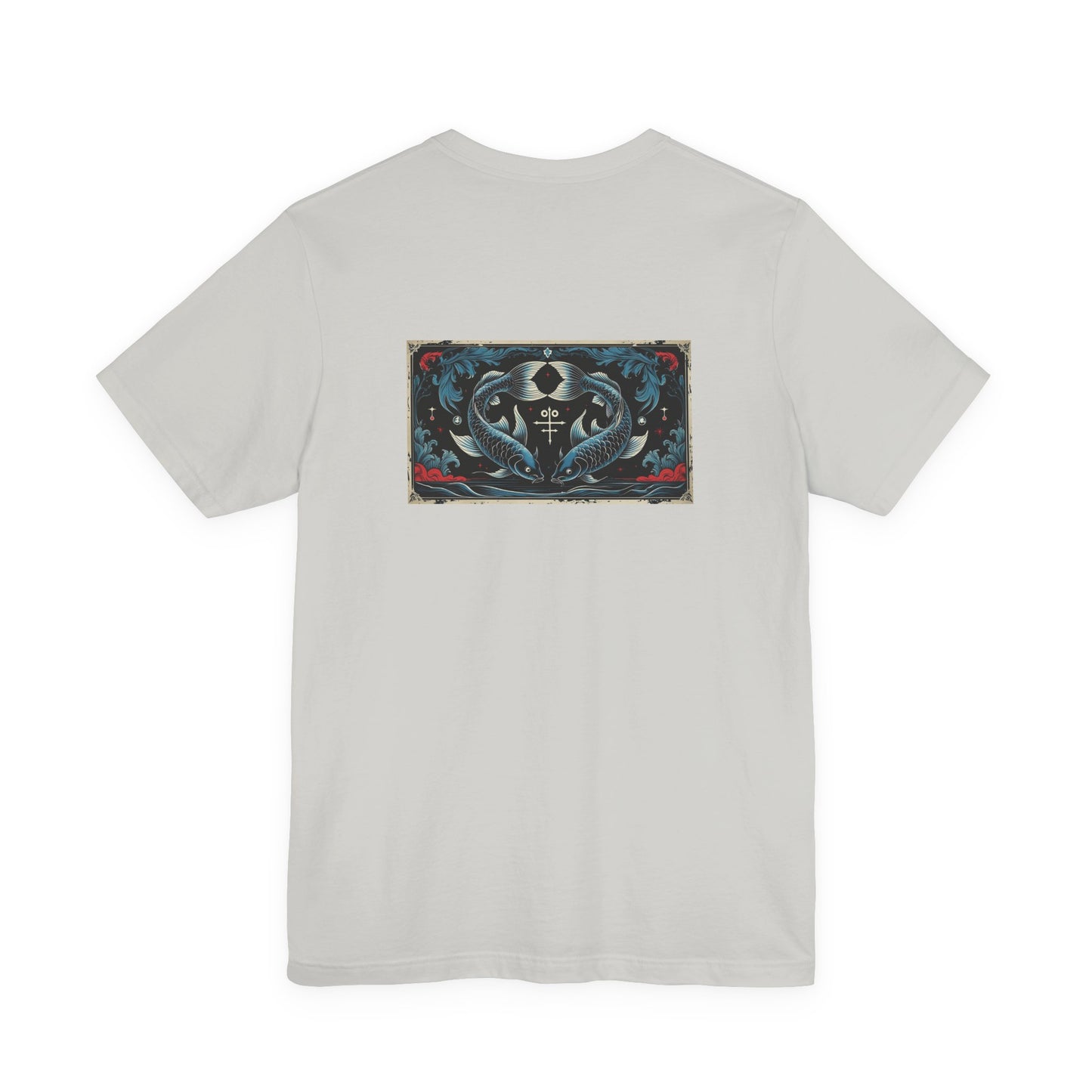Pisces - Gothic Zodiac T-Shirt. Blue graphic on the back. Zodiac in the Shadows
