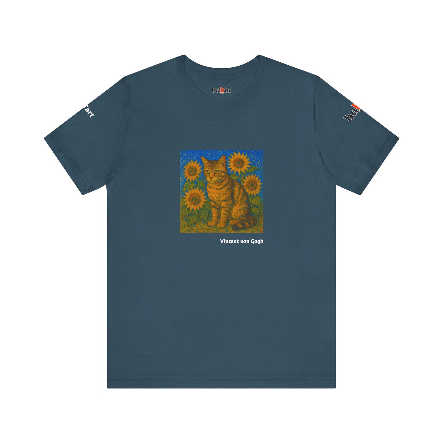 CATART Unisex Jersey Cat T-Shirt - Vincent van Gogh - Iconic Painting Reimagined with Cats