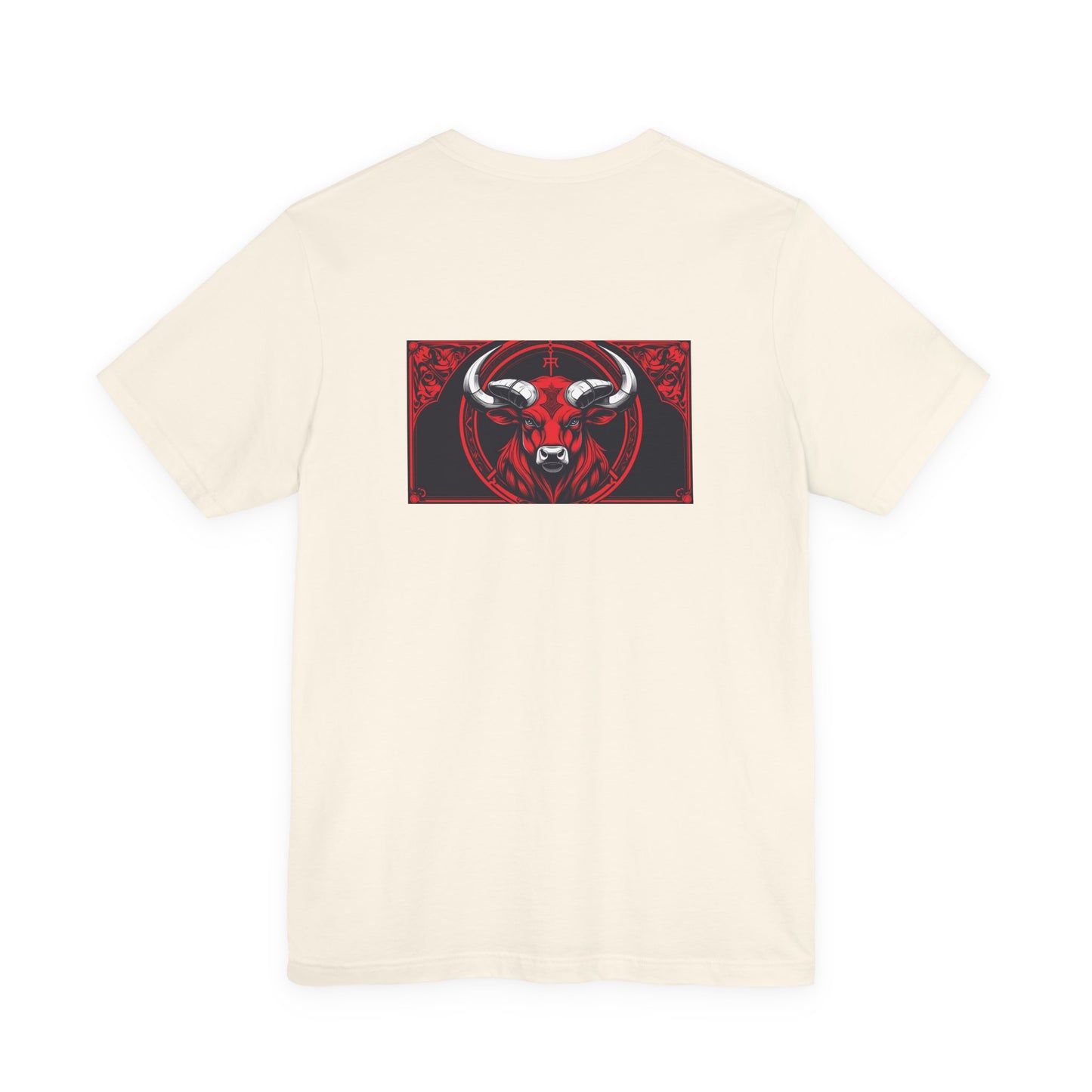 Taurus - Gothic Zodiac, Red Graphic on the back T-Shirt. Zodiac in the Shadows