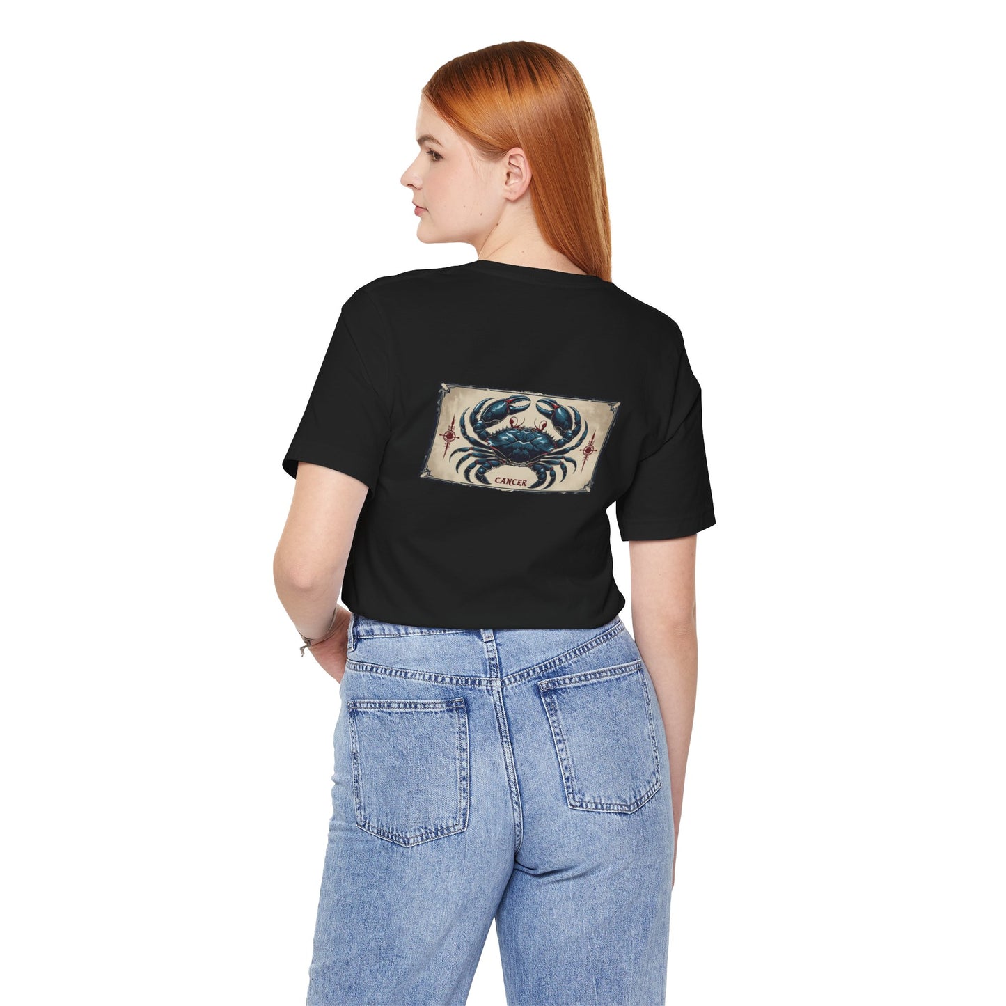 Cancer - Gothic Zodiac T-Shirt. Blue graphic on the back. Zodiac in the Shadows
