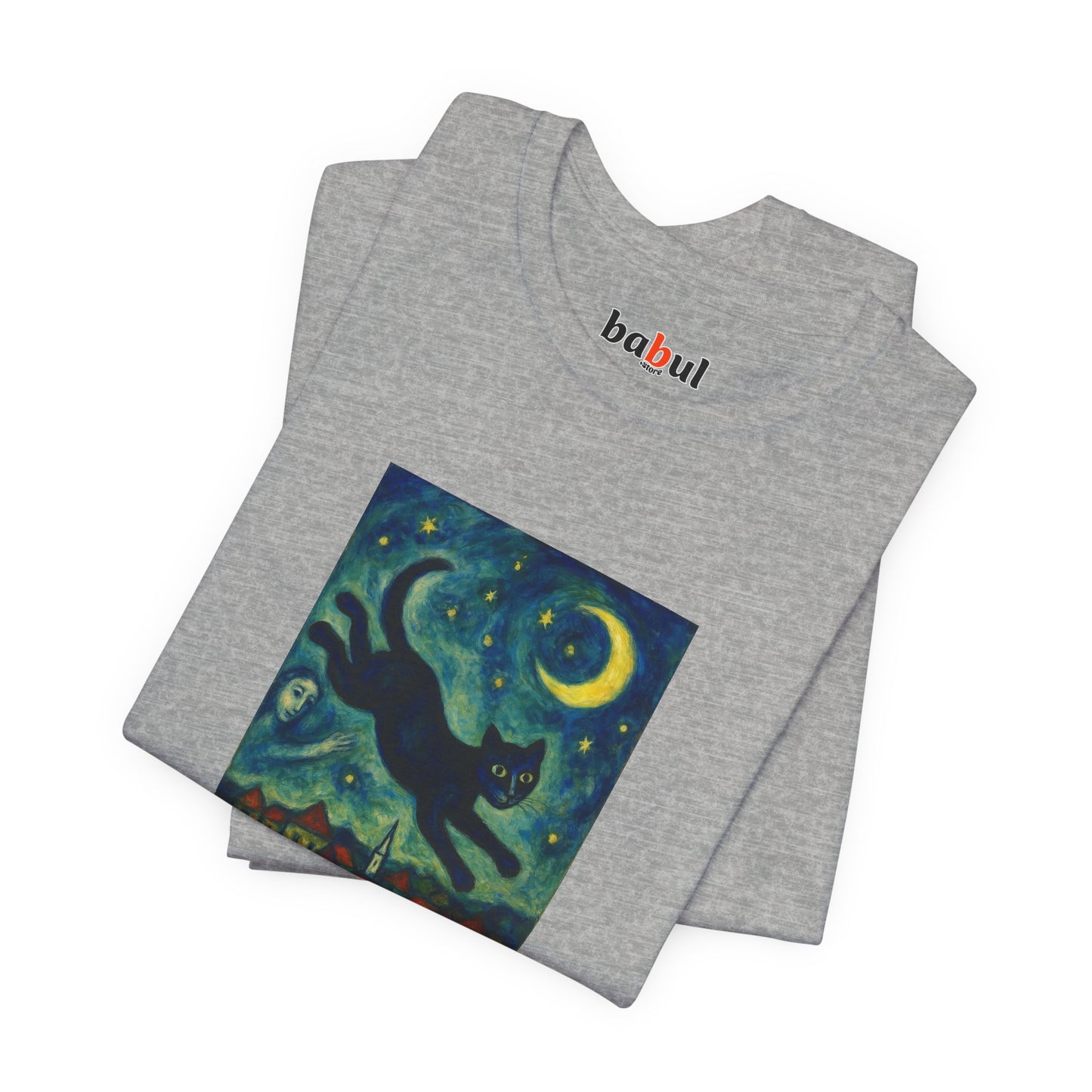 CATART Unisex Jersey Cat T-Shirt - MARC CHAGALL - Iconic Painting Reimagined with Cats