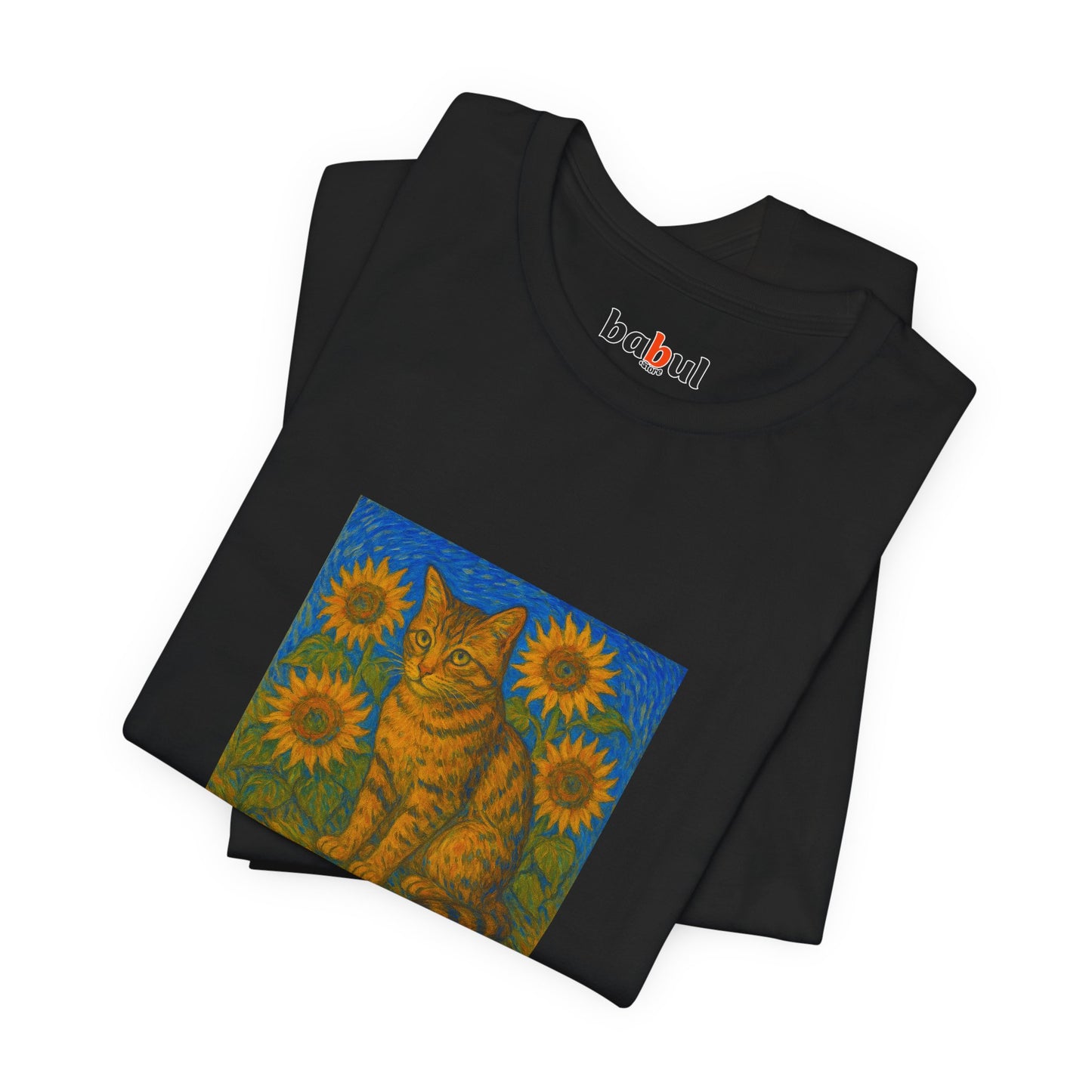 CATART Unisex Jersey Cat T-Shirt - Vincent van Gogh - Iconic Painting Reimagined with Cats
