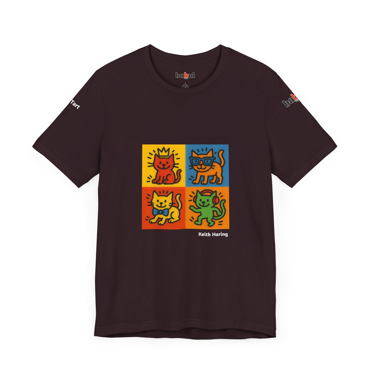CATART Unisex Jersey Cat T-Shirt - KEITH HARING - Iconic Painting Reimagined with Cats