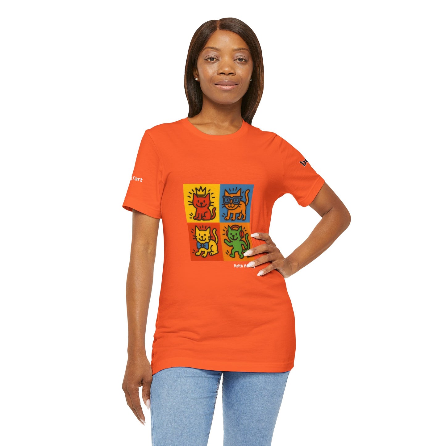 CATART Unisex Jersey Cat T-Shirt - KEITH HARING - Iconic Painting Reimagined with Cats