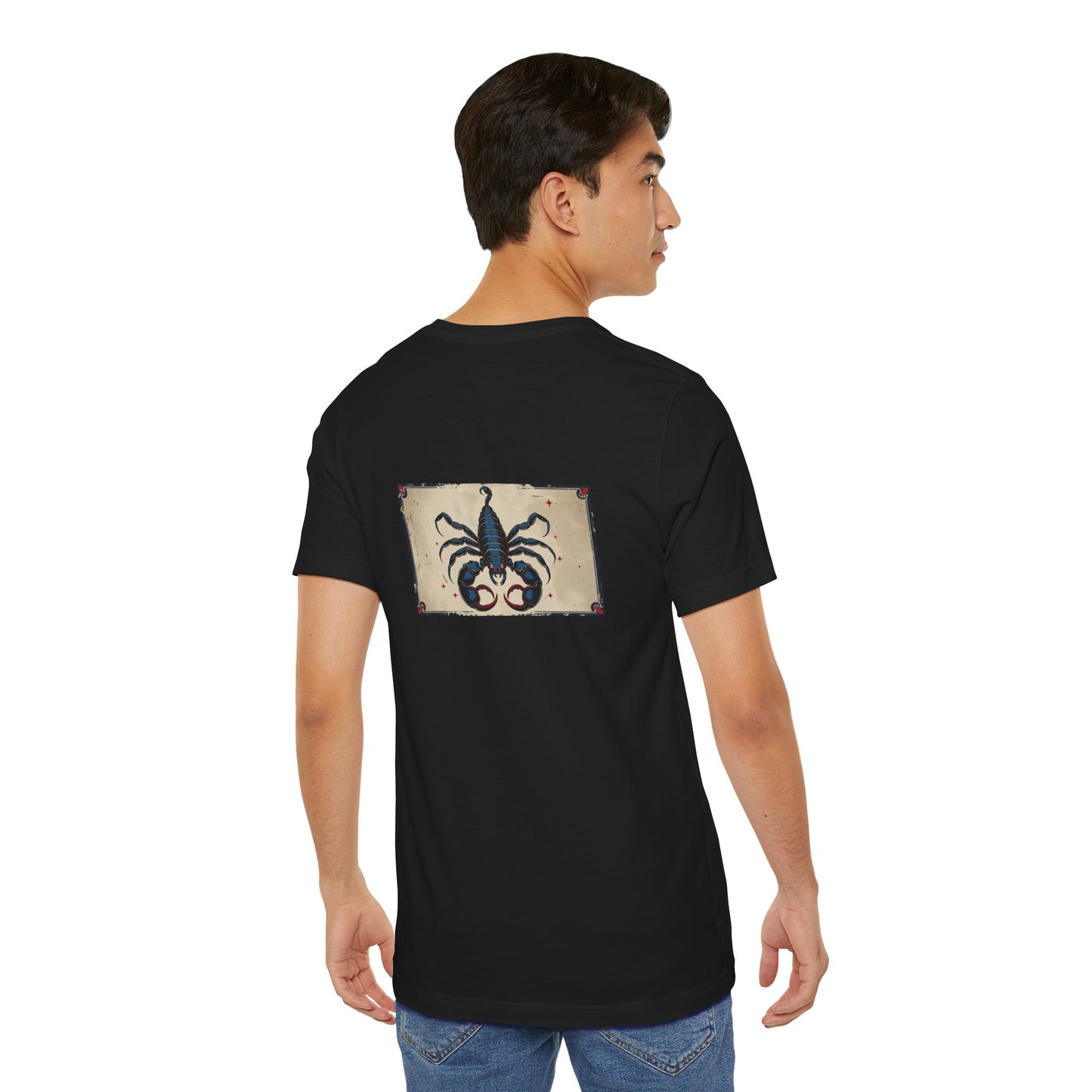 Scorpio - Gothic Zodiac T-Shirt. Blue graphic on the back. Zodiac in the Shadows