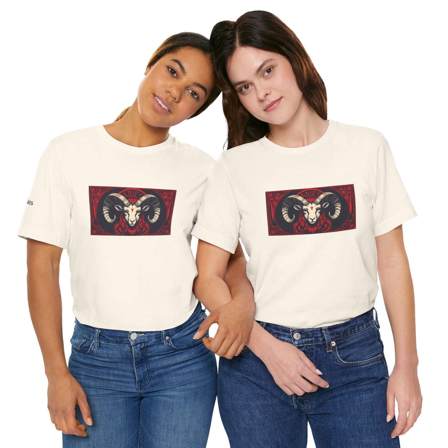 Aries - Gothic Zodiac T-Shirt. Red graphic in front. Zodiac in the Shadows