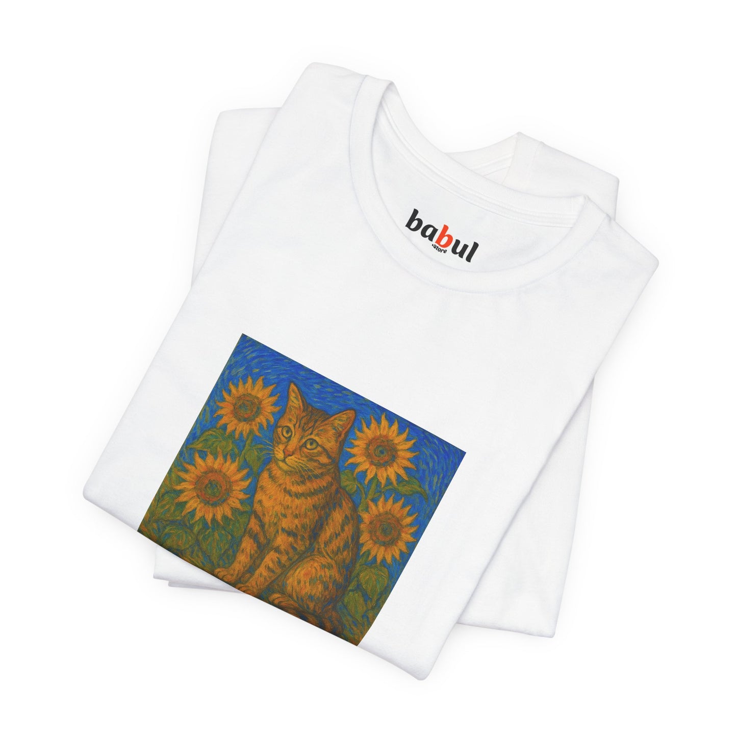 CATART Unisex Jersey Cat T-Shirt - Vincent van Gogh - Iconic Painting Reimagined with Cats