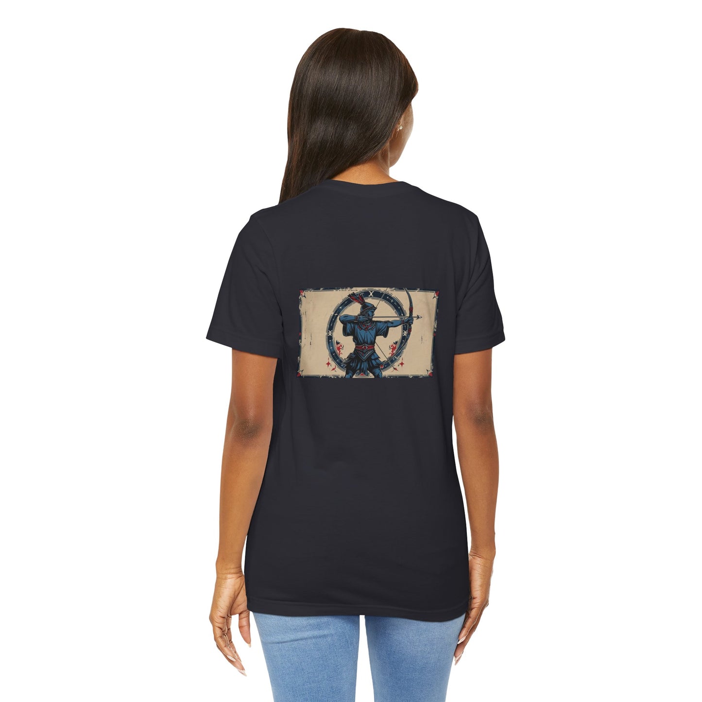 Sagittarius - Gothic Zodiac T-Shirt. Blue graphic on the back. Zodiac in the Shadows