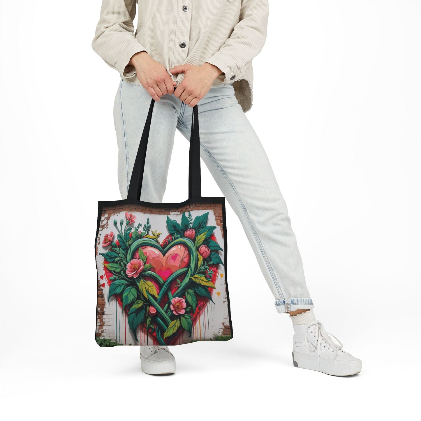 Artistic Surge - Eco-Friendly Canvas Tote Bag - FLOWERED HEARTS