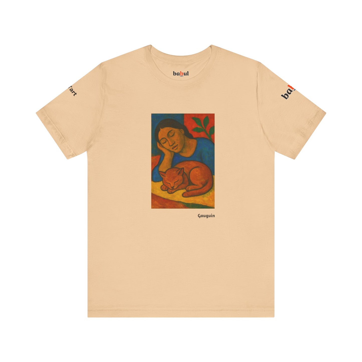CATART Unisex Jersey Cat T-Shirt - GAUGUIN - Iconic Painting Reimagined with Cats