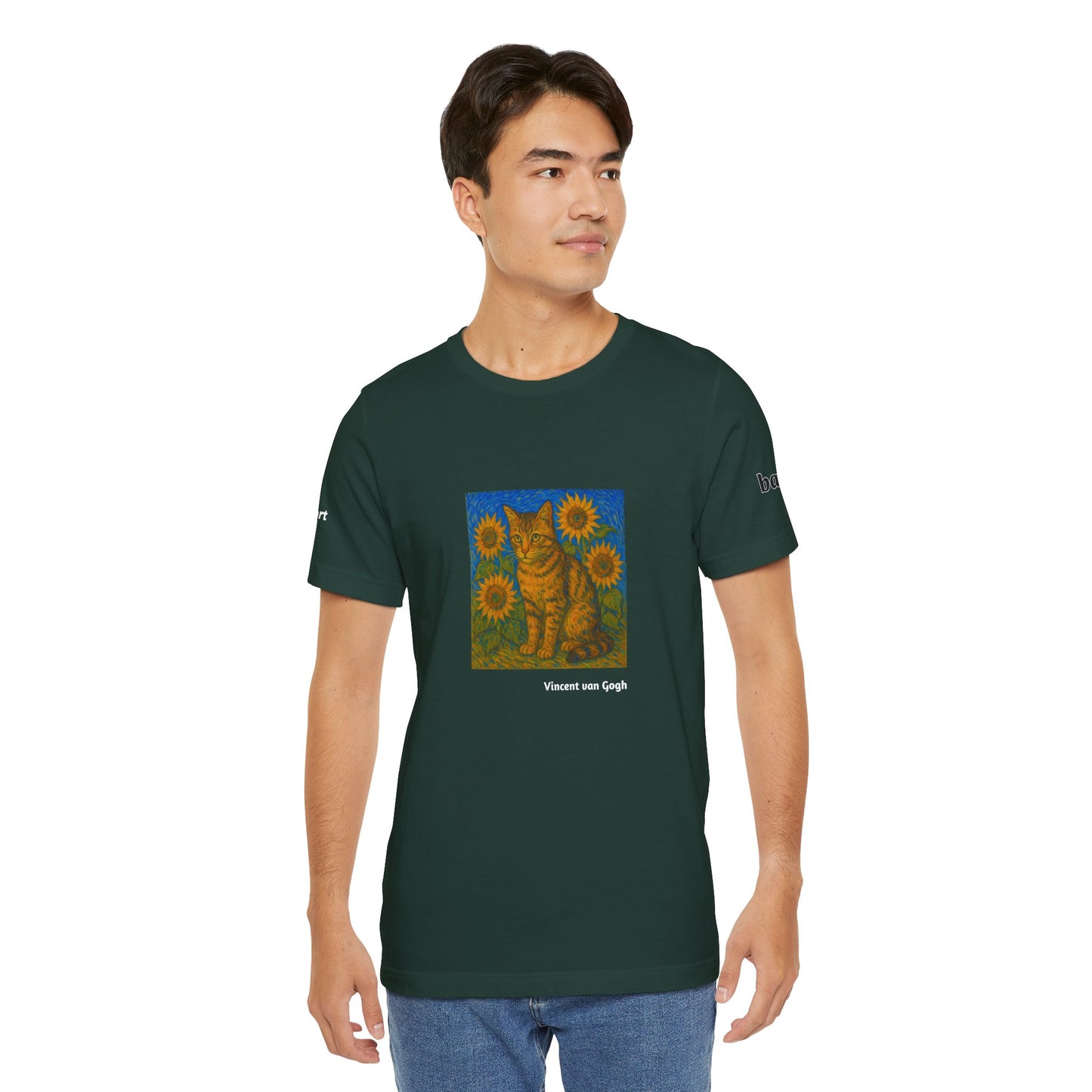 CATART Unisex Jersey Cat T-Shirt - Vincent van Gogh - Iconic Painting Reimagined with Cats