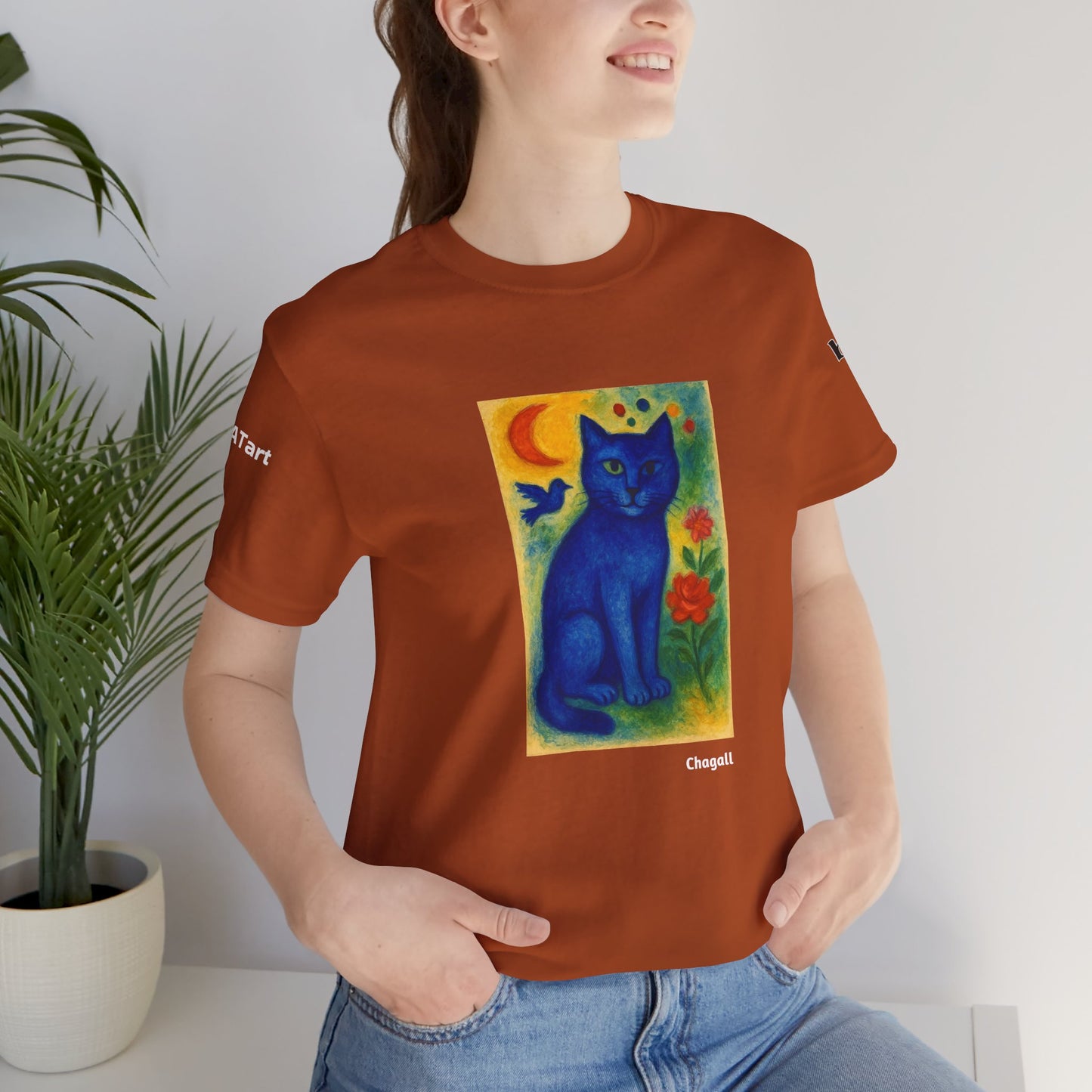 CATART Unisex Jersey Cat T-Shirt - MARC CHAGALL - Iconic Painting Reimagined with Cats