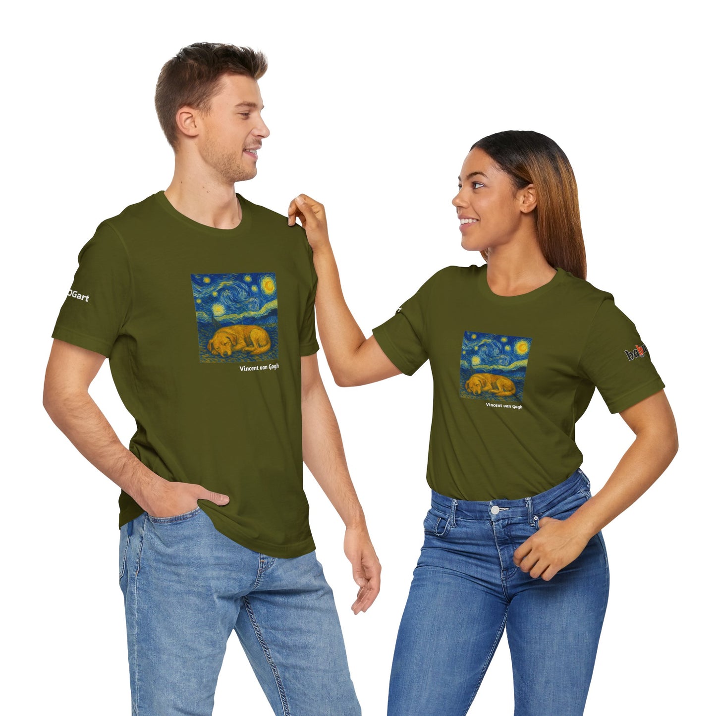 DOGART Unisex Jersey Dog T-Shirt - VAN GOGH - Iconic Painting Reimagined with Dogs