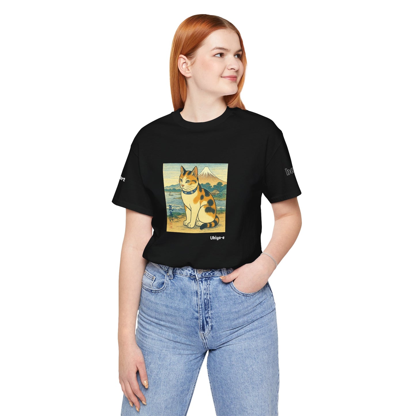 CATART Unisex Jersey Cat T-Shirt - UKIYO-E Japanese art Style - Iconic Painting Reimagined with Cats