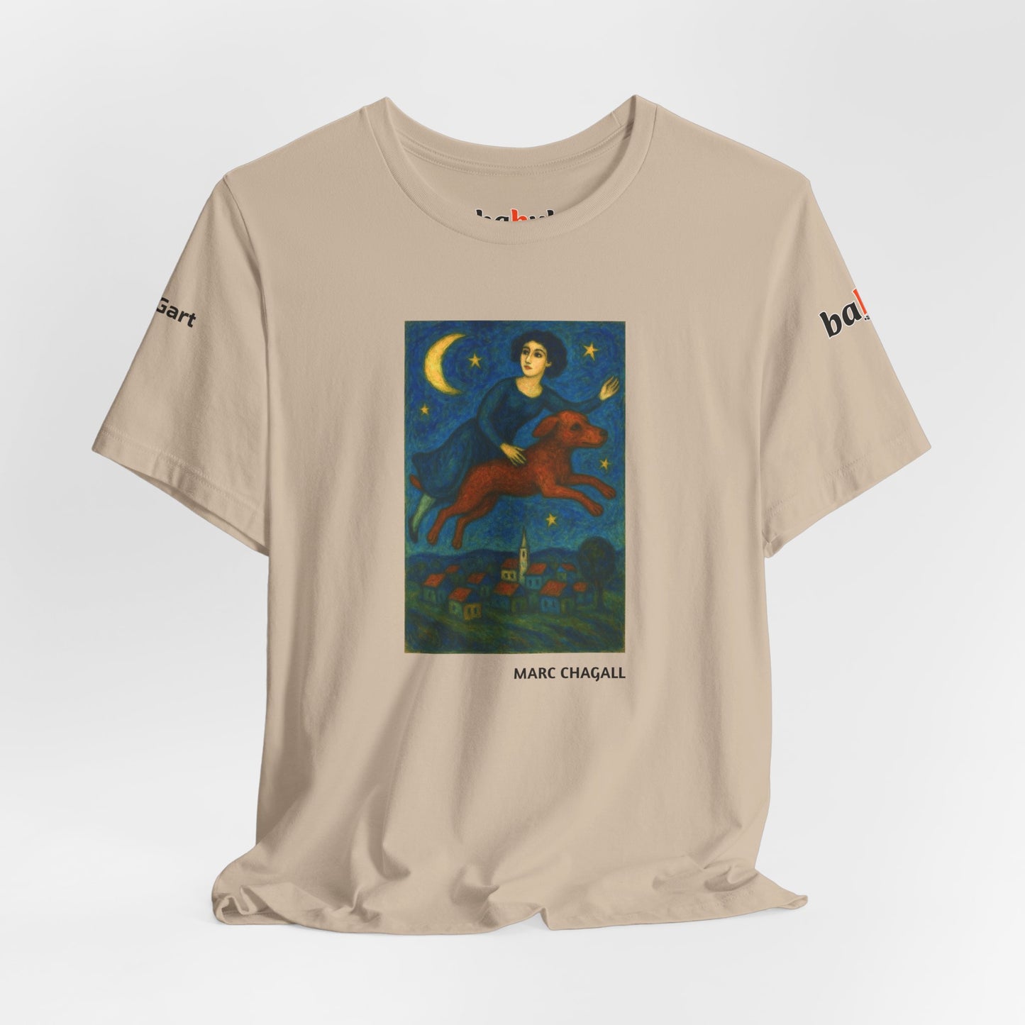 DOGART Unisex Jersey Cat T-Shirt - MARC CHAGALL - Iconic Painting Reimagined with Dogs
