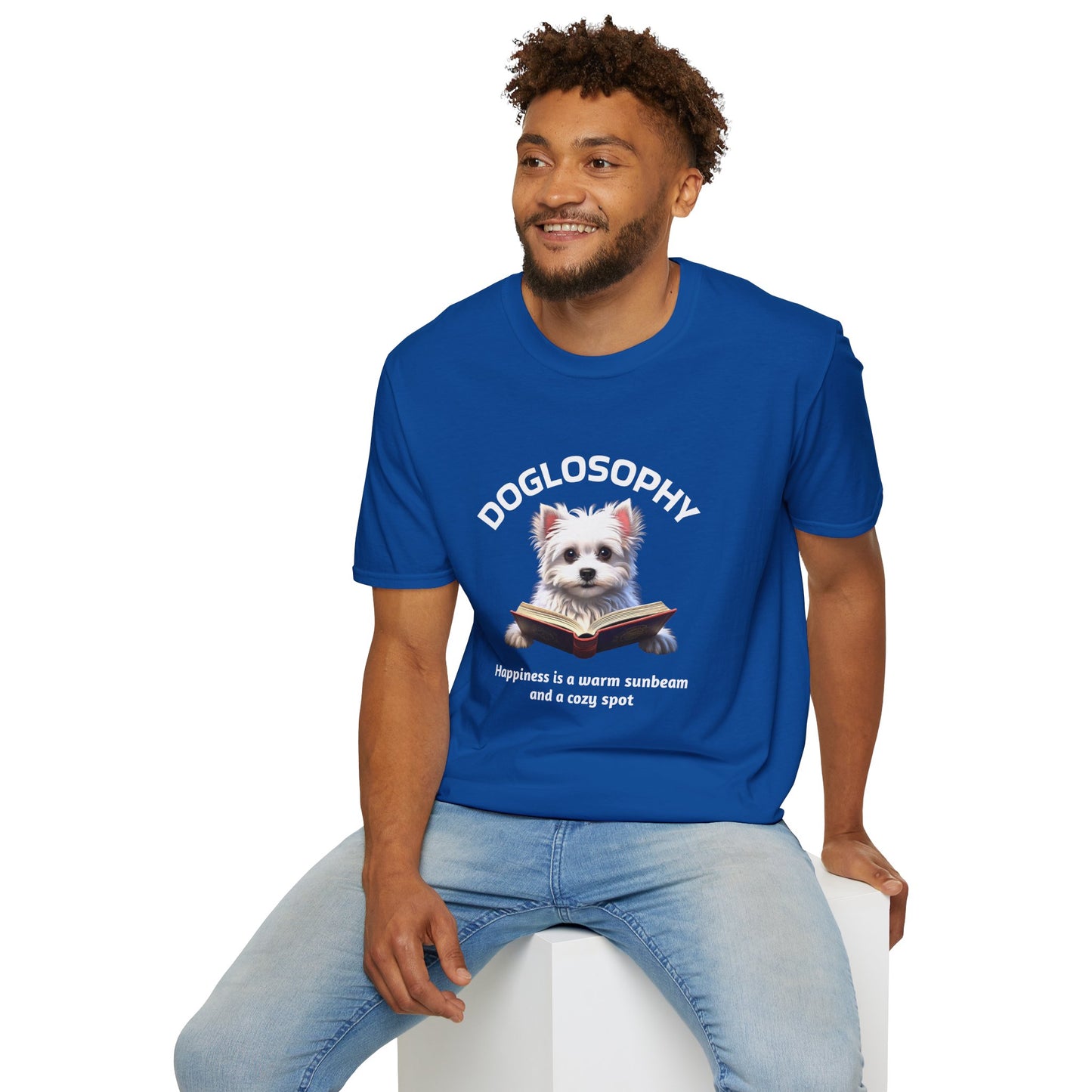 Doglosophy Unisex Softstyle T-Shirt - "Happiness is a Warm Sunbeam" Design
