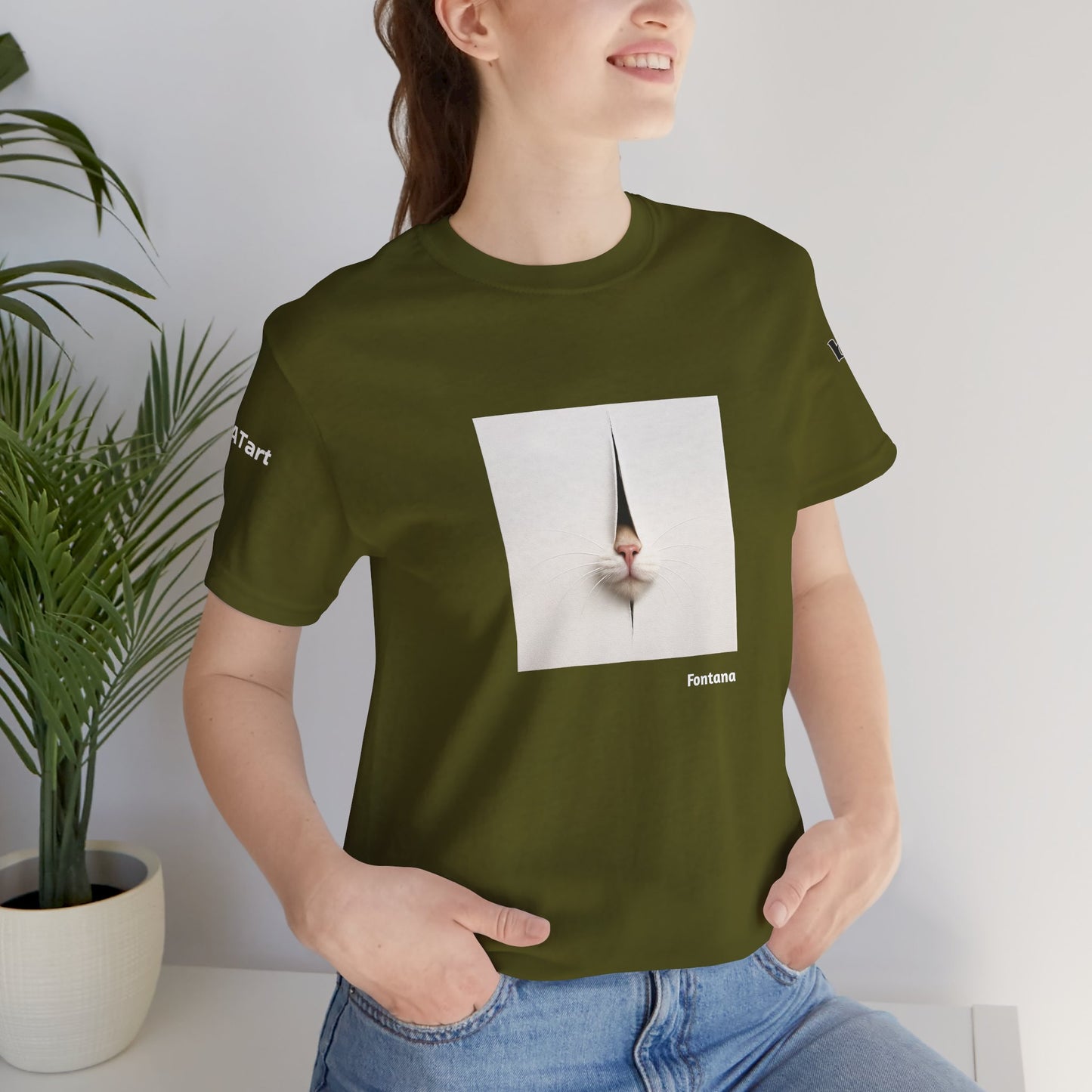 CATART Unisex Jersey Cat T-Shirt - FONTANA - Iconic Painting Reimagined with Cats