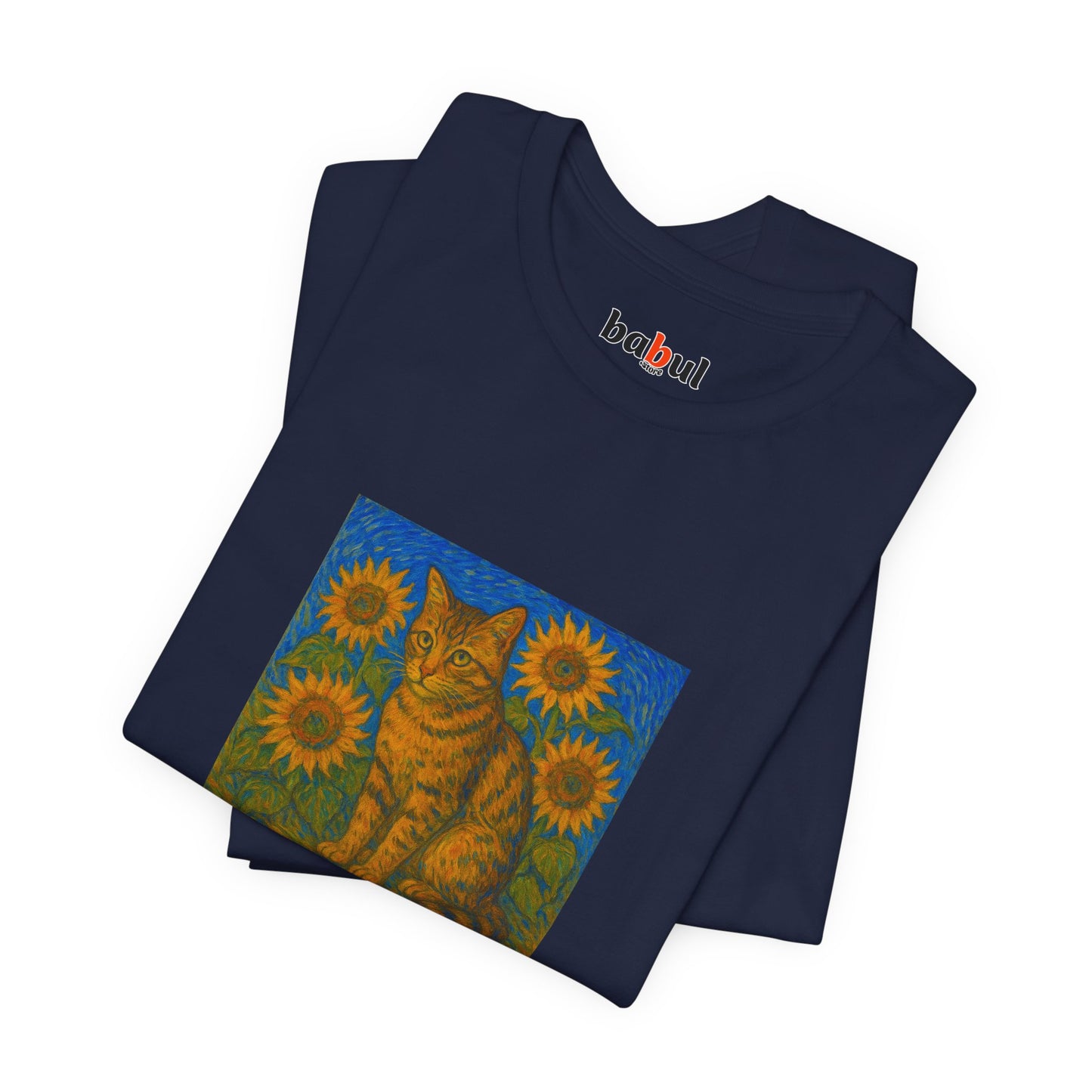 CATART Unisex Jersey Cat T-Shirt - Vincent van Gogh - Iconic Painting Reimagined with Cats