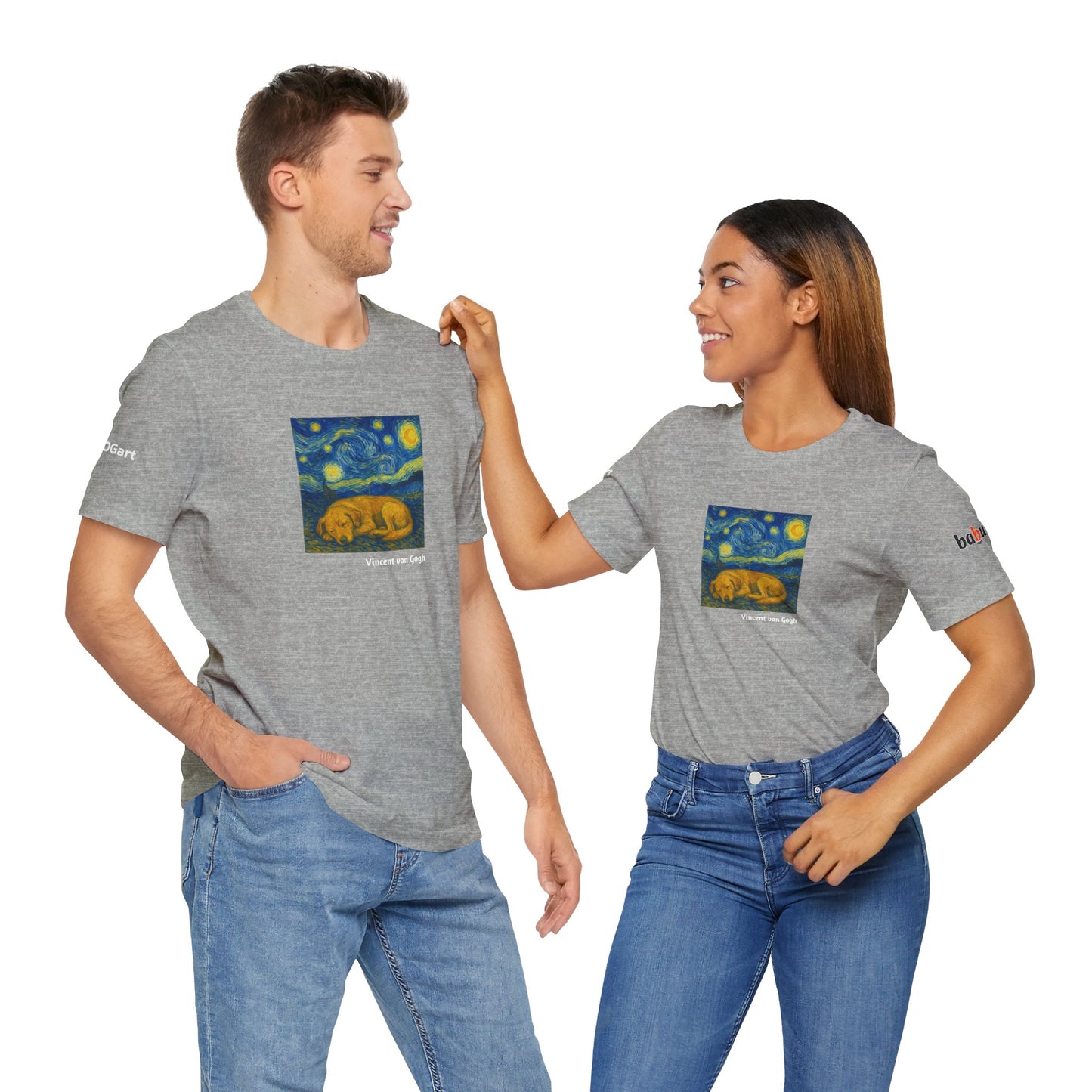 DOGART Unisex Jersey Dog T-Shirt - VAN GOGH - Iconic Painting Reimagined with Dogs