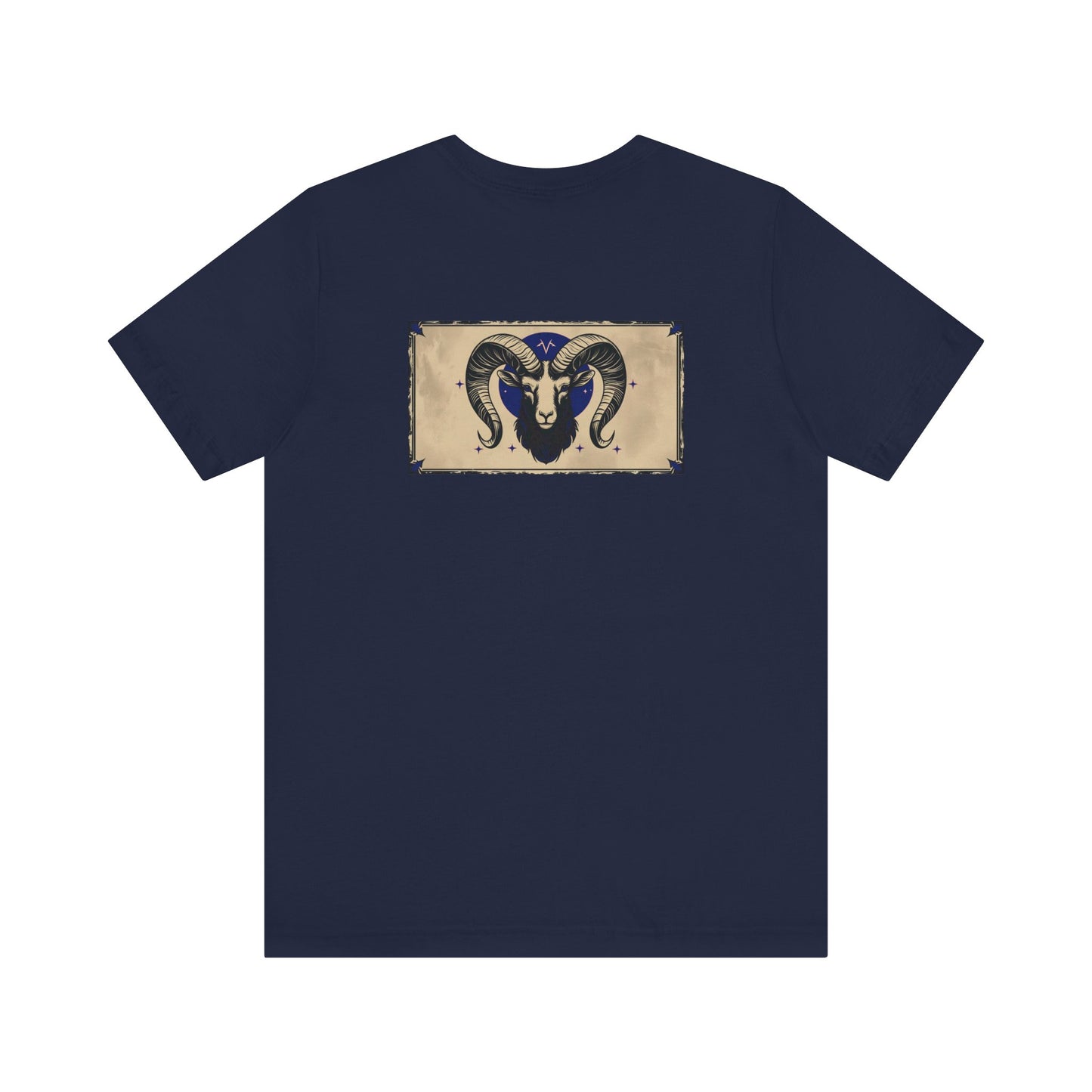 Aries - Gothic Zodiac T-Shirt. Blue graphic on the back. Zodiac in the Shadows
