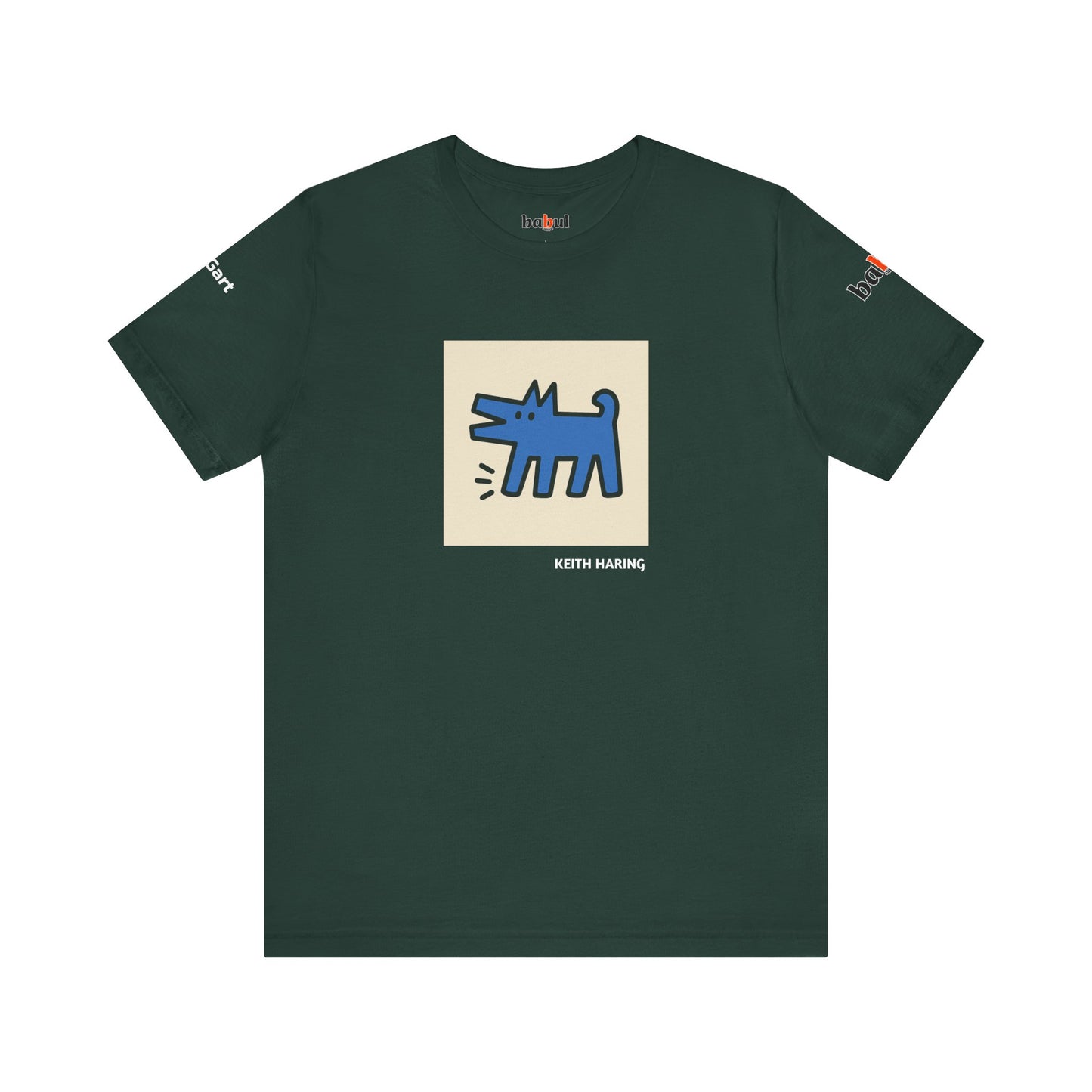 DOGART Unisex Jersey Cat T-Shirt - KEITH HARING - Iconic Painting Reimagined with Dogs