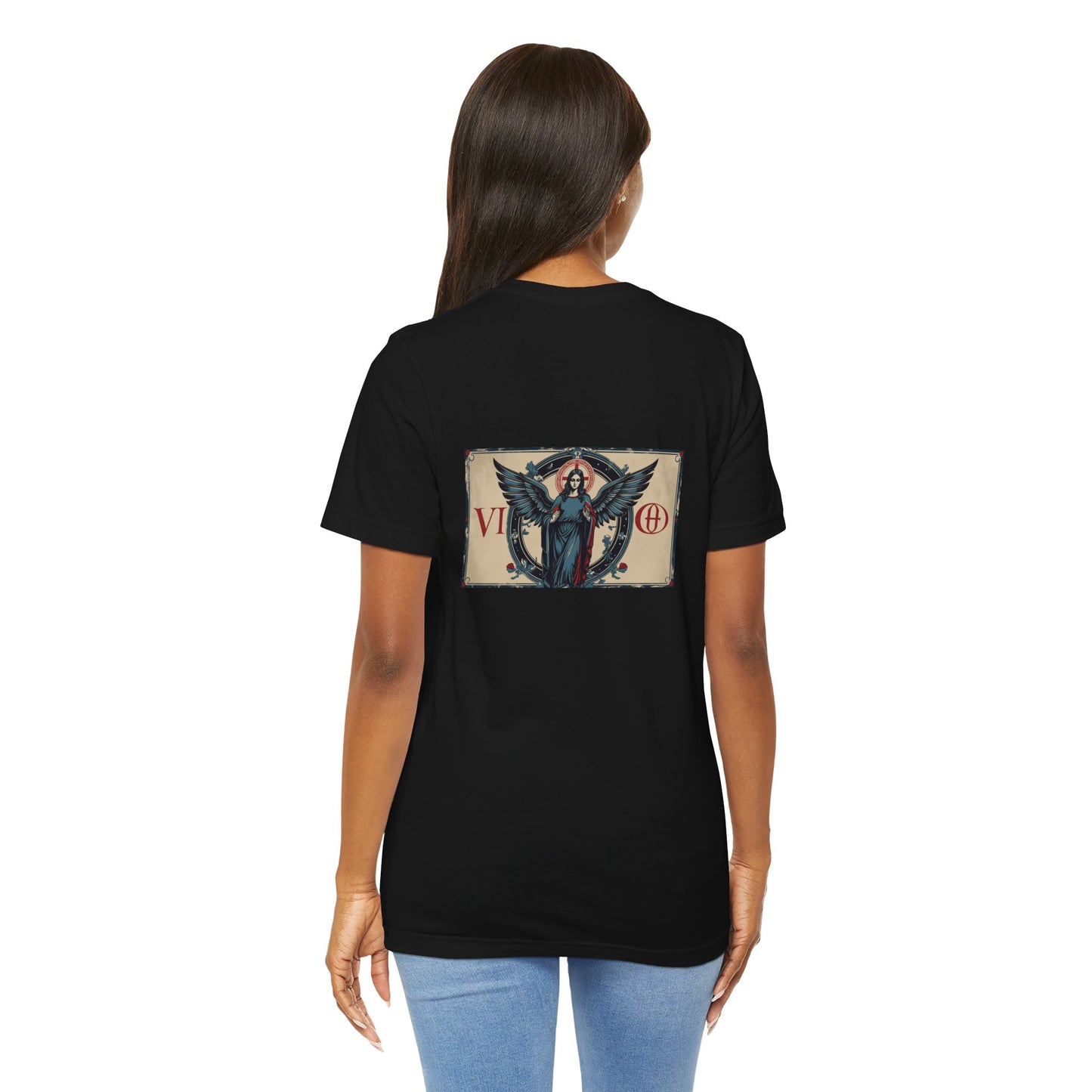 Virgo - Gothic Zodiac T-Shirt. Blue graphic on the back. Zodiac in the Shadows