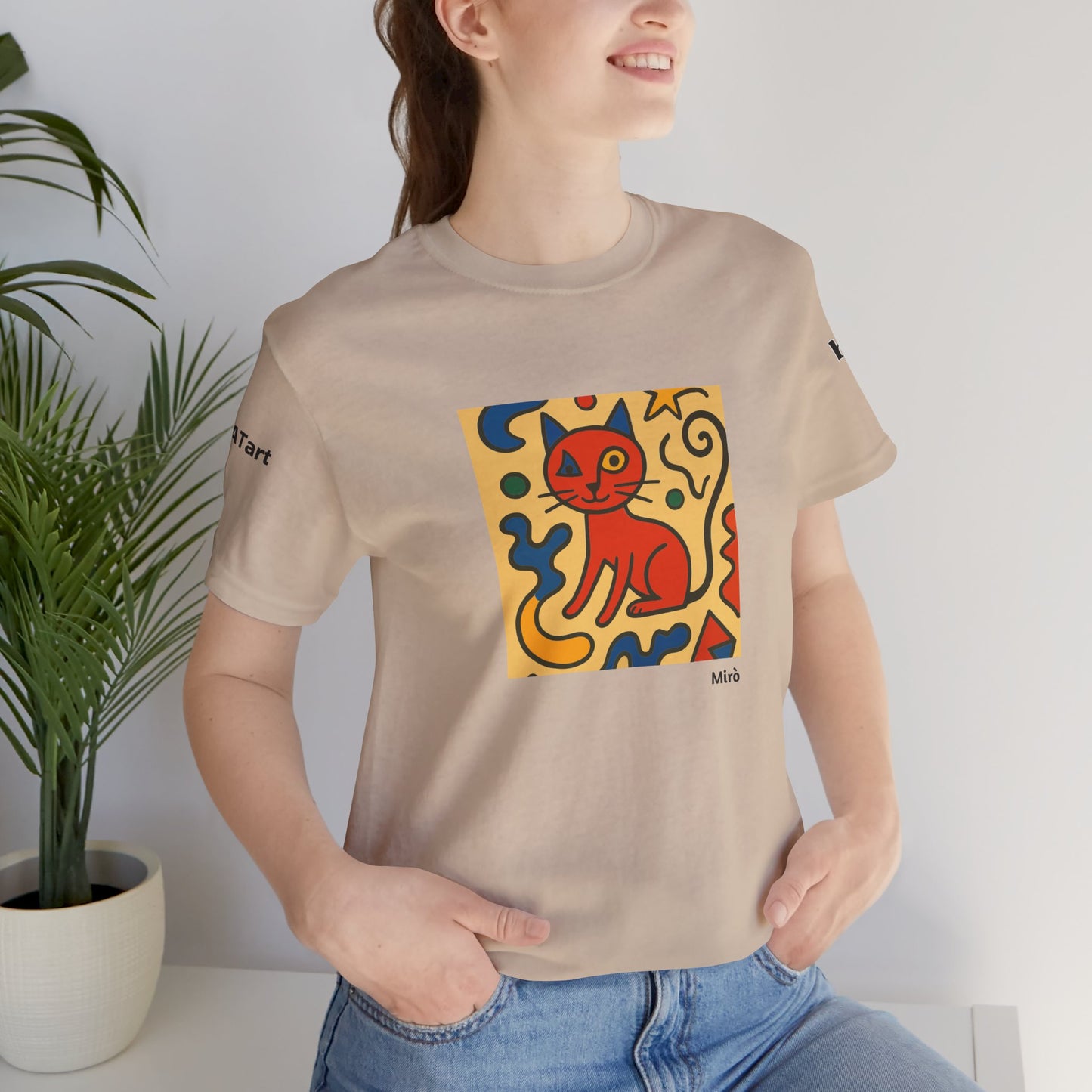 CATART Unisex Jersey Cat T-Shirt - MIRO - Iconic Painting Reimagined with Cats