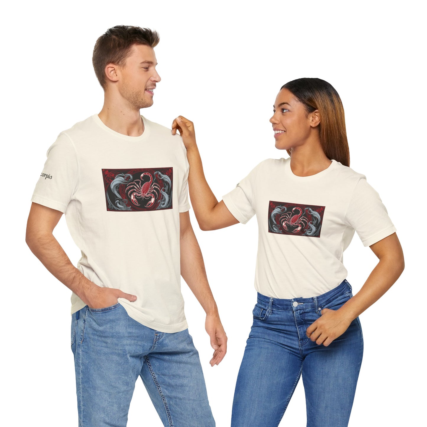 Scorpio - Gothic Zodiac T-Shirt. Red graphic in front. Zodiac in the Shadows