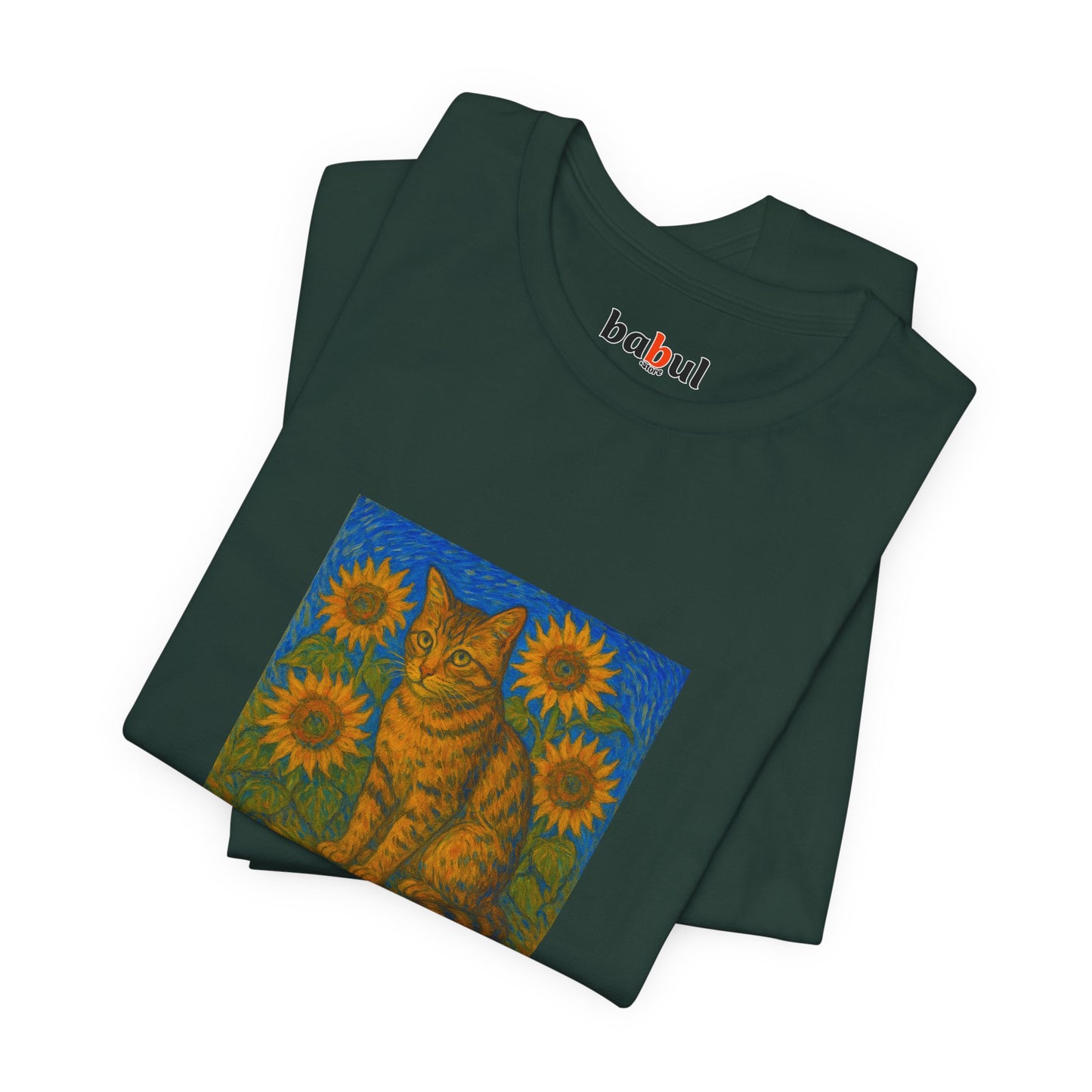 CATART Unisex Jersey Cat T-Shirt - Vincent van Gogh - Iconic Painting Reimagined with Cats
