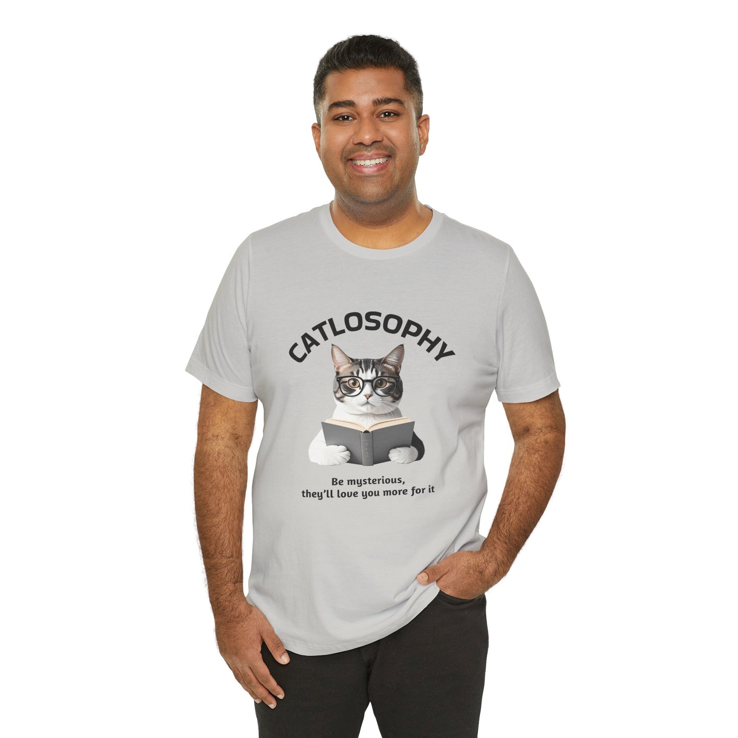 Catlosophy Unisex Jersey Short Sleeve Tee – "Be mysterious" Design