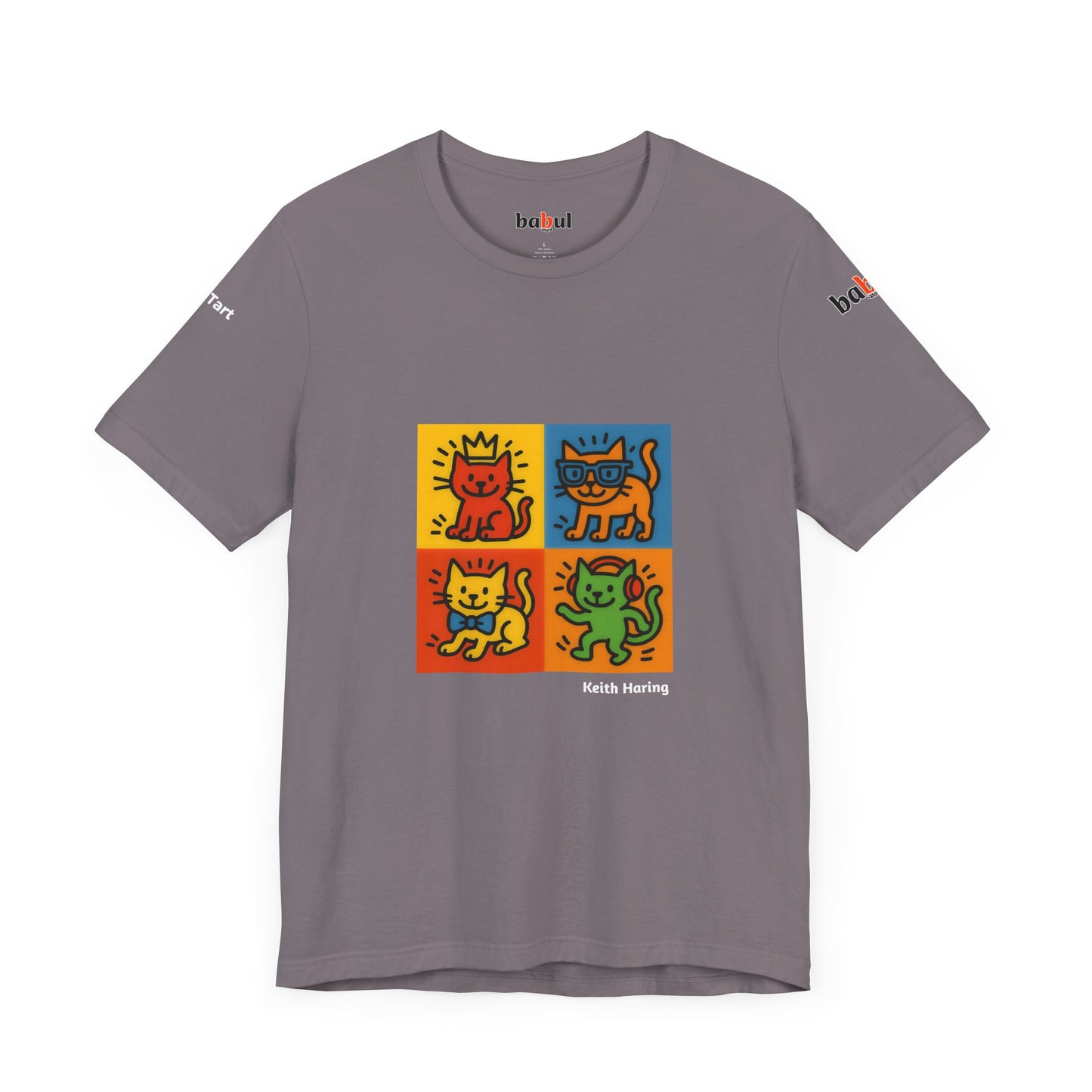 CATART Unisex Jersey Cat T-Shirt - KEITH HARING - Iconic Painting Reimagined with Cats