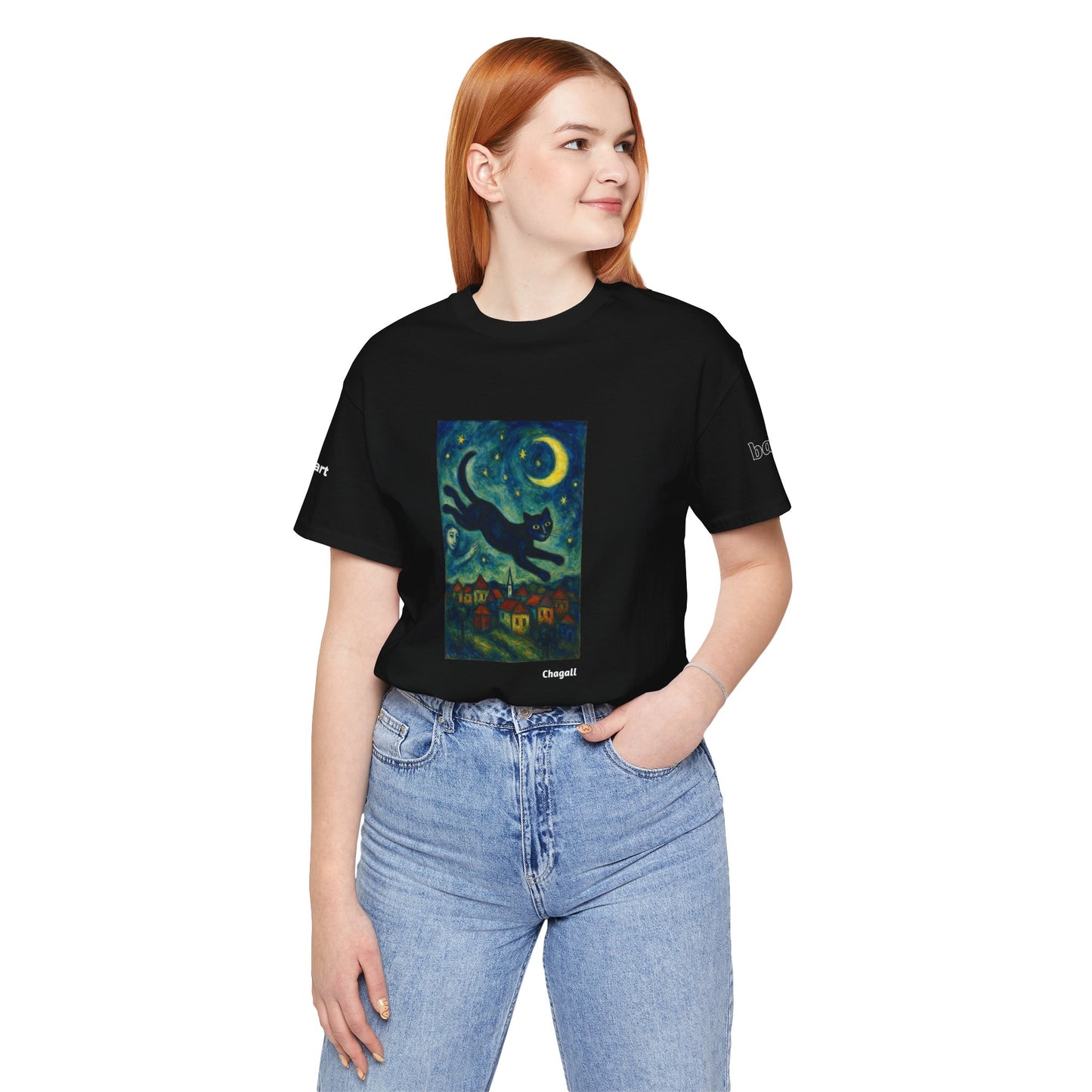 CATART Unisex Jersey Cat T-Shirt - MARC CHAGALL - Iconic Painting Reimagined with Cats