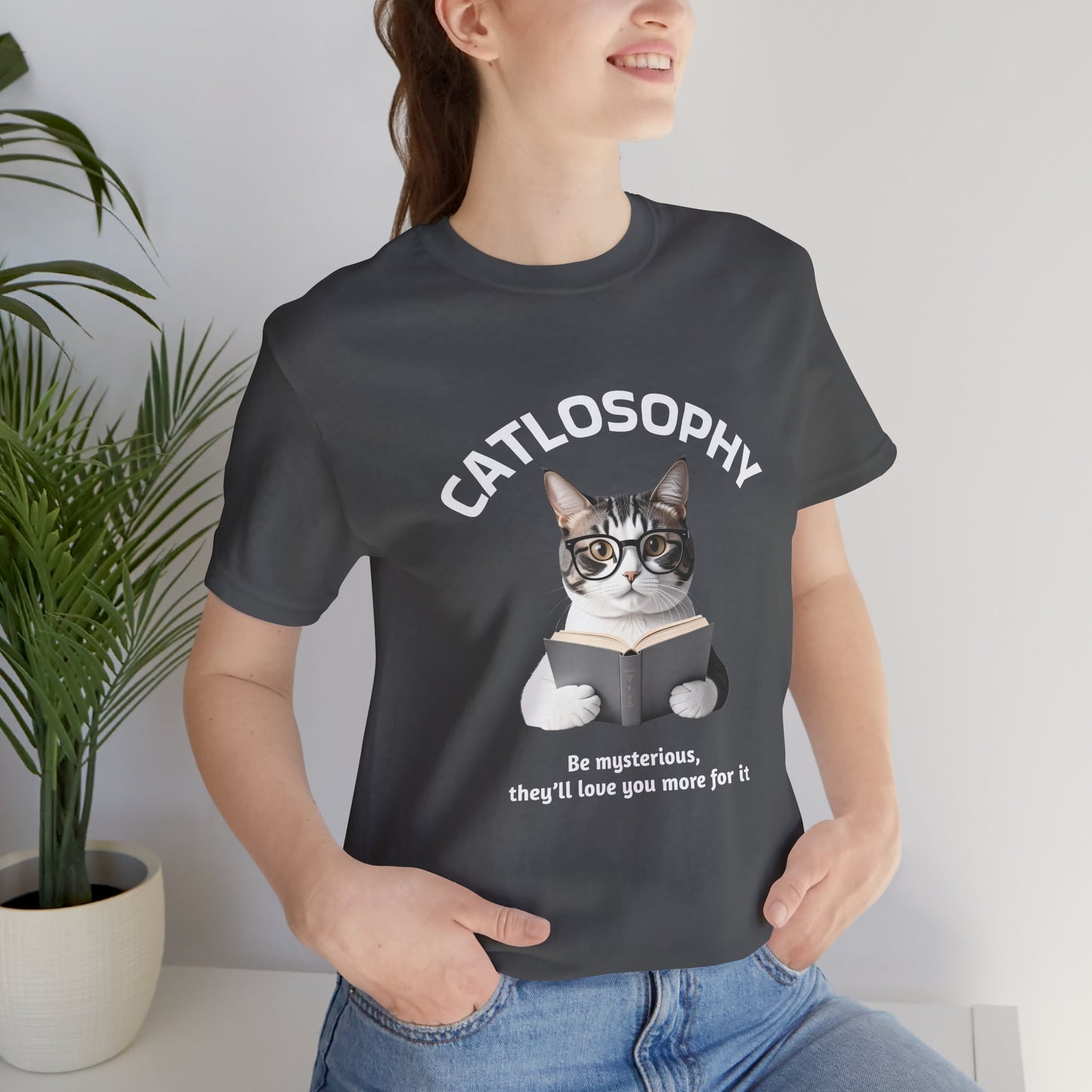 Catlosophy Unisex Jersey Short Sleeve Tee – "Be mysterious" Design