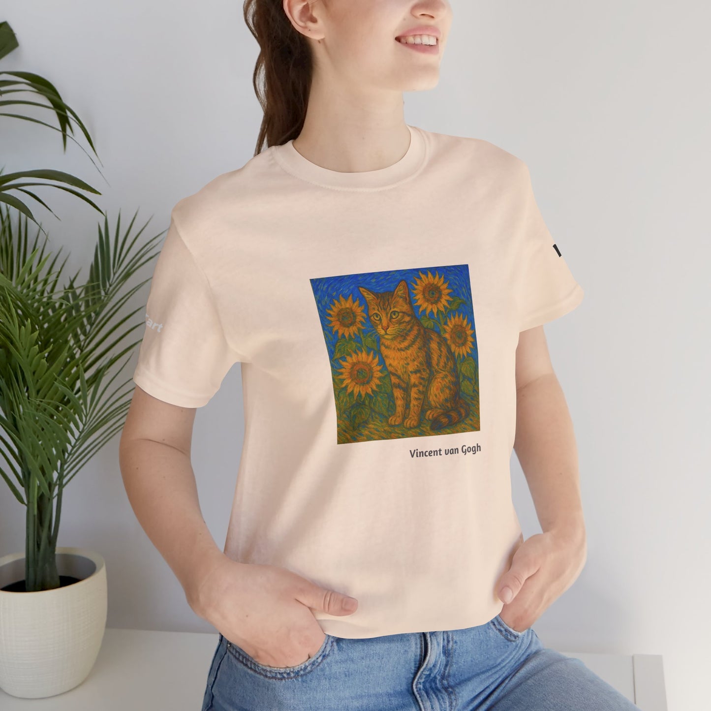 CATART Unisex Jersey Cat T-Shirt - Vincent van Gogh - Iconic Painting Reimagined with Cats