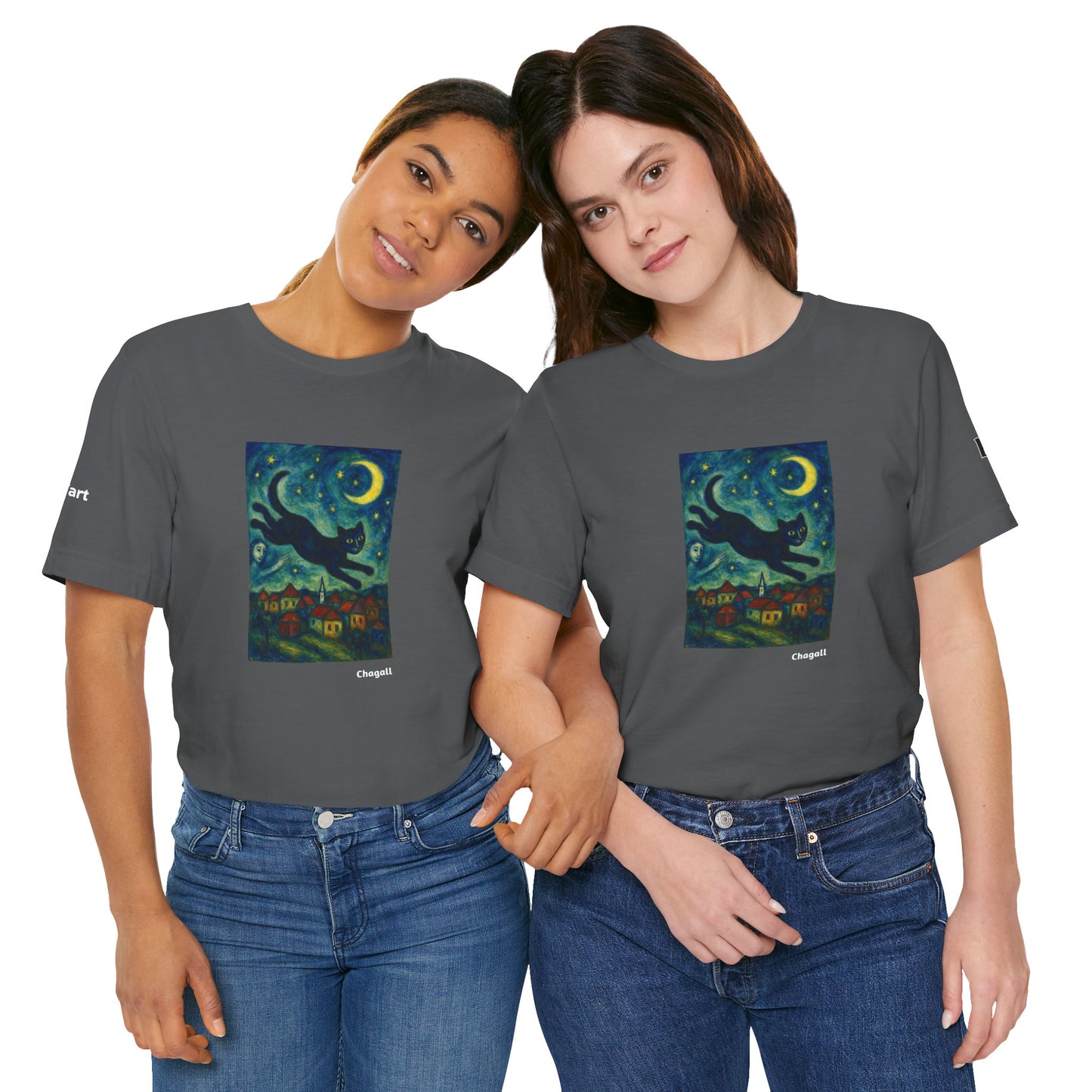 CATART Unisex Jersey Cat T-Shirt - MARC CHAGALL - Iconic Painting Reimagined with Cats